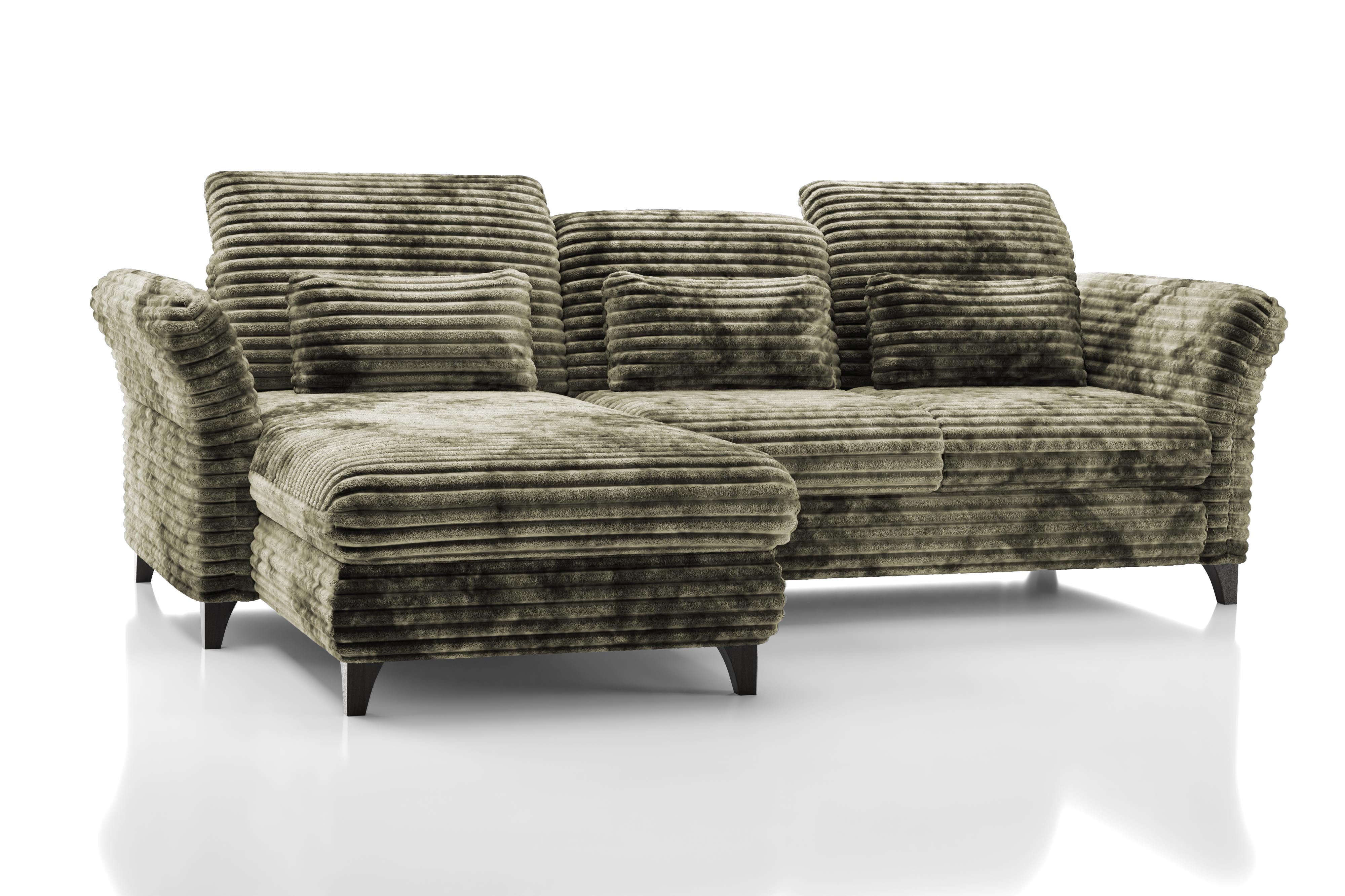 Hygger Möbelhaus Ecksofa Eva L-Form, Schlaffunktion, Taschenfederkern & Bettkasten, B × T: 253 × 190 cm, Sitztiefen-, Kopfstützen- &, Armlehnenverstellung, kostenlose Lieferung inkl. Montage