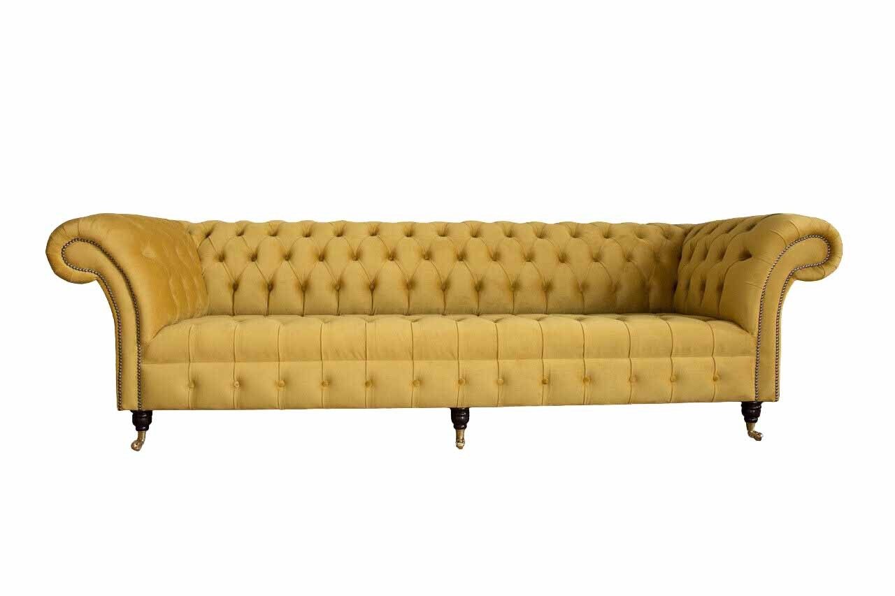 Xlmoebel Chesterfield-Sofa Luxus Textil Polster Sofa 4-Sitzer im eleganten Design, 1 Teile, Made in Europa