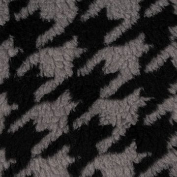 SCHÖNER LEBEN. Stoff Fellimitat Kunstfell Teddyplüsch Hahnentritt grau schwarz 1,5m Breite