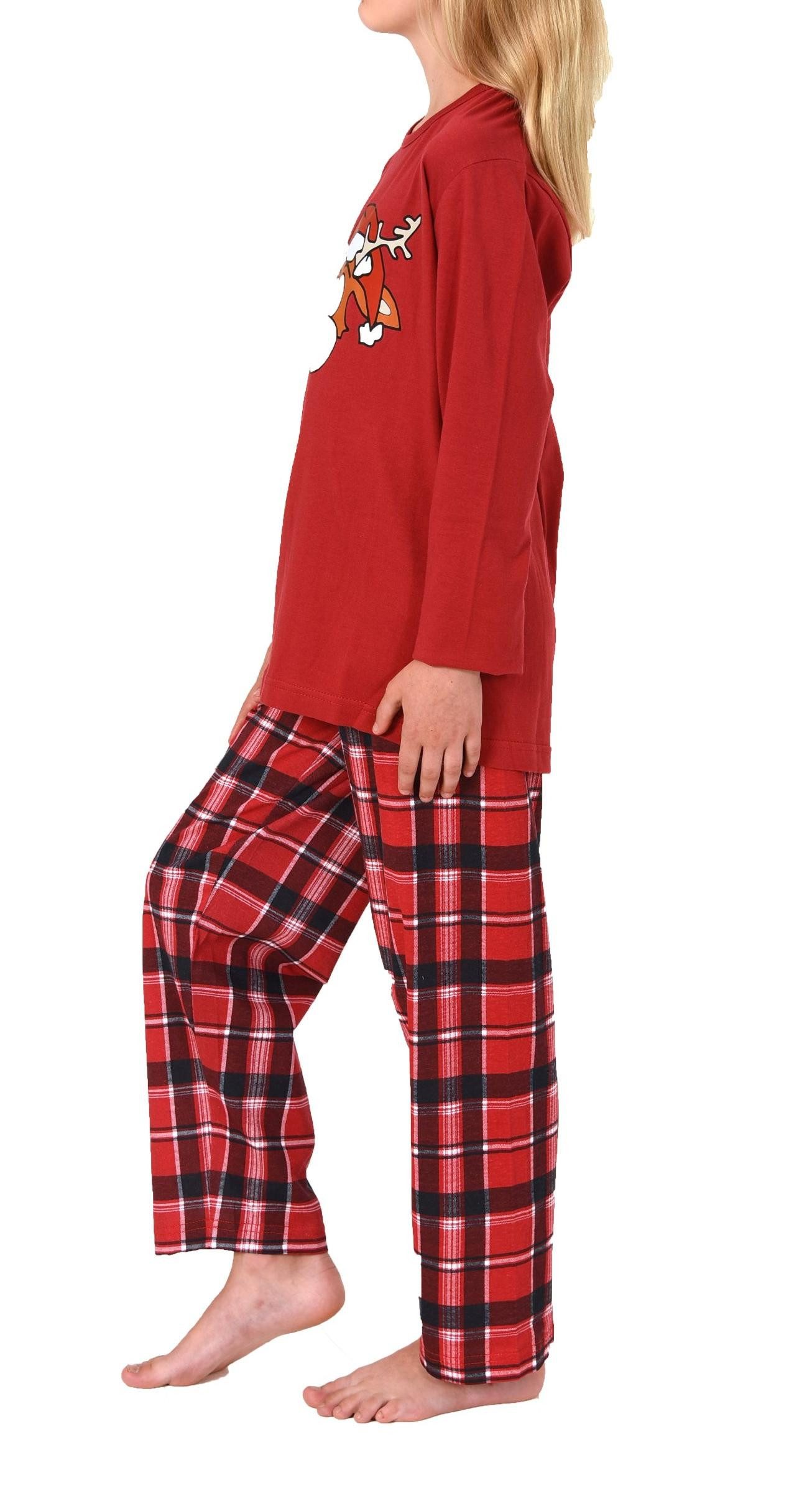 Normann Pyjama Kinder Weihnachts Schlafanzug UNISEX Pyjama mit Renntier Motiv