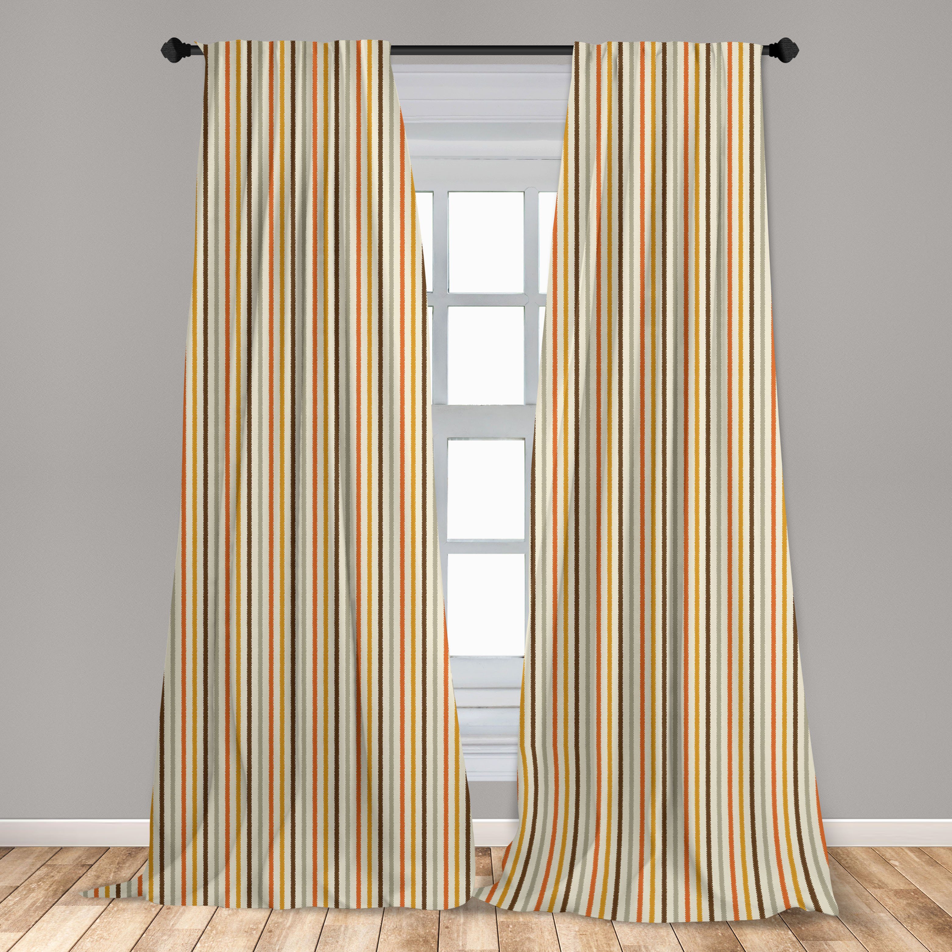 Gardine Vorhang für Wohnzimmer Schlafzimmer Dekor, Abakuhaus, Microfaser, Fashion Retro Stripes Bunte