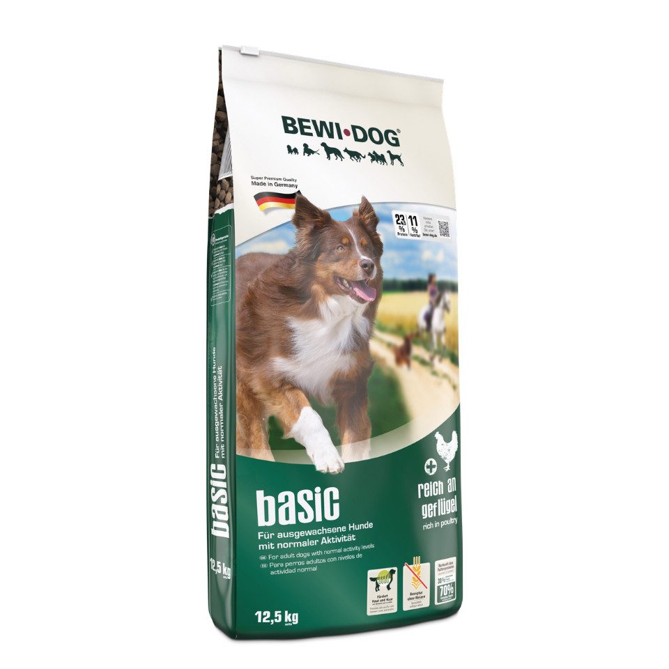Bewi Dog Basic Reich an Geflügel - leicht verdauliches Trockenfutter 12,5kg, Trockenfutter für: Hunde