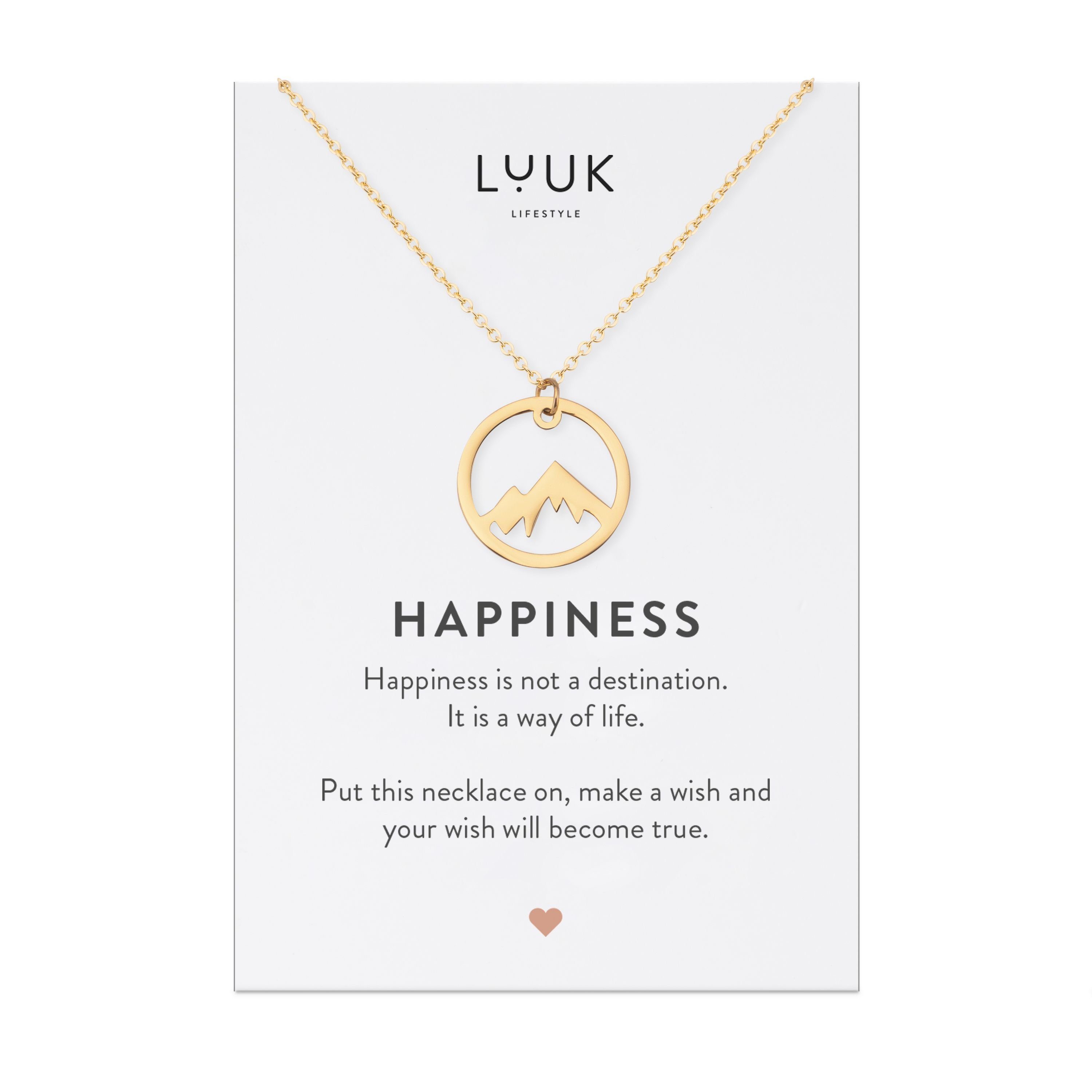 LUUK LIFESTYLE Kette mit Anhänger Berggipfel HAPPINESS Geschenkkarte, hochwertiger Edelstahl mehr
