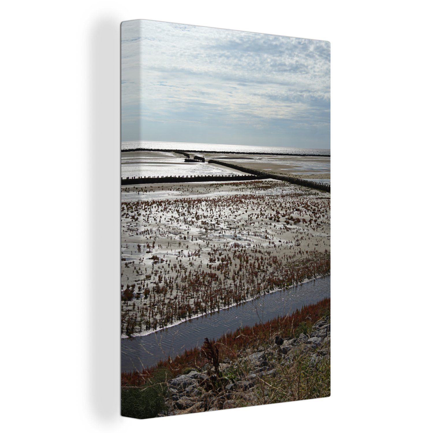 OneMillionCanvasses® Leinwandbild Meer - Sand - Himmel, (1 St), Leinwandbild fertig bespannt inkl. Zackenaufhänger, Gemälde, 20x30 cm