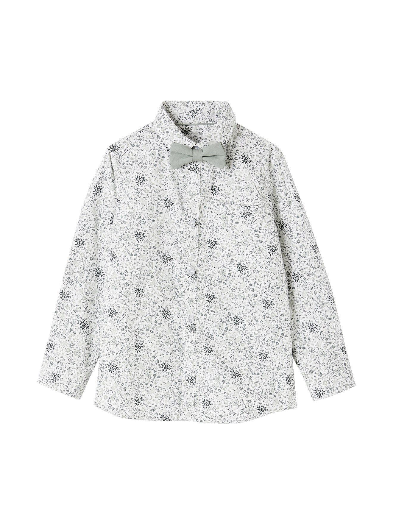 Kurzarmhemd Jungen Hemd mit Fliege, Blumenmuster