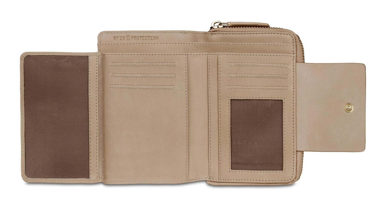 bugatti Geldbörse Ladies Zip Wallet, aus echtem Rindsleder mit RFID-Blocker Schutz