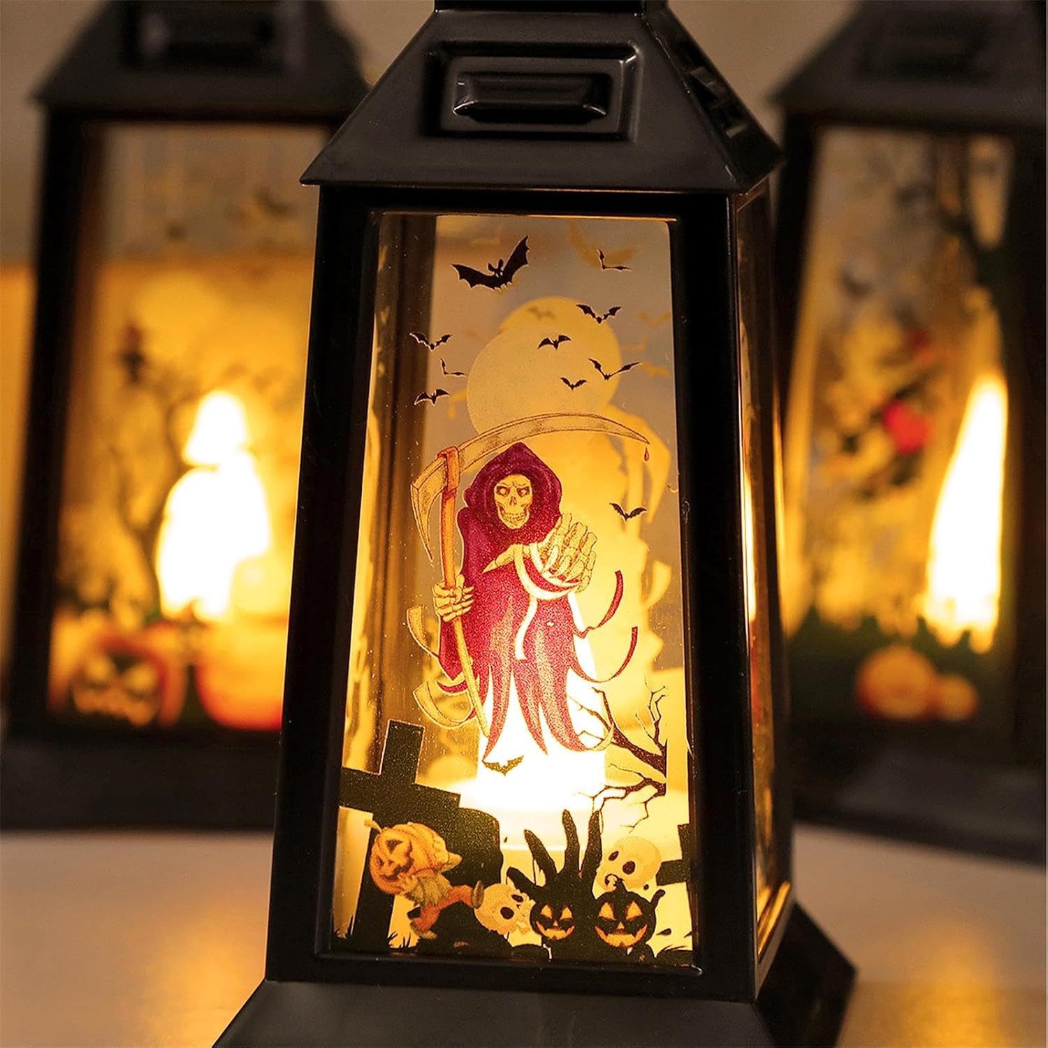 Bomiclss LED Laterne 3 Stück Halloween Deko Kürbis Laterne, Halloween Herbstdeko