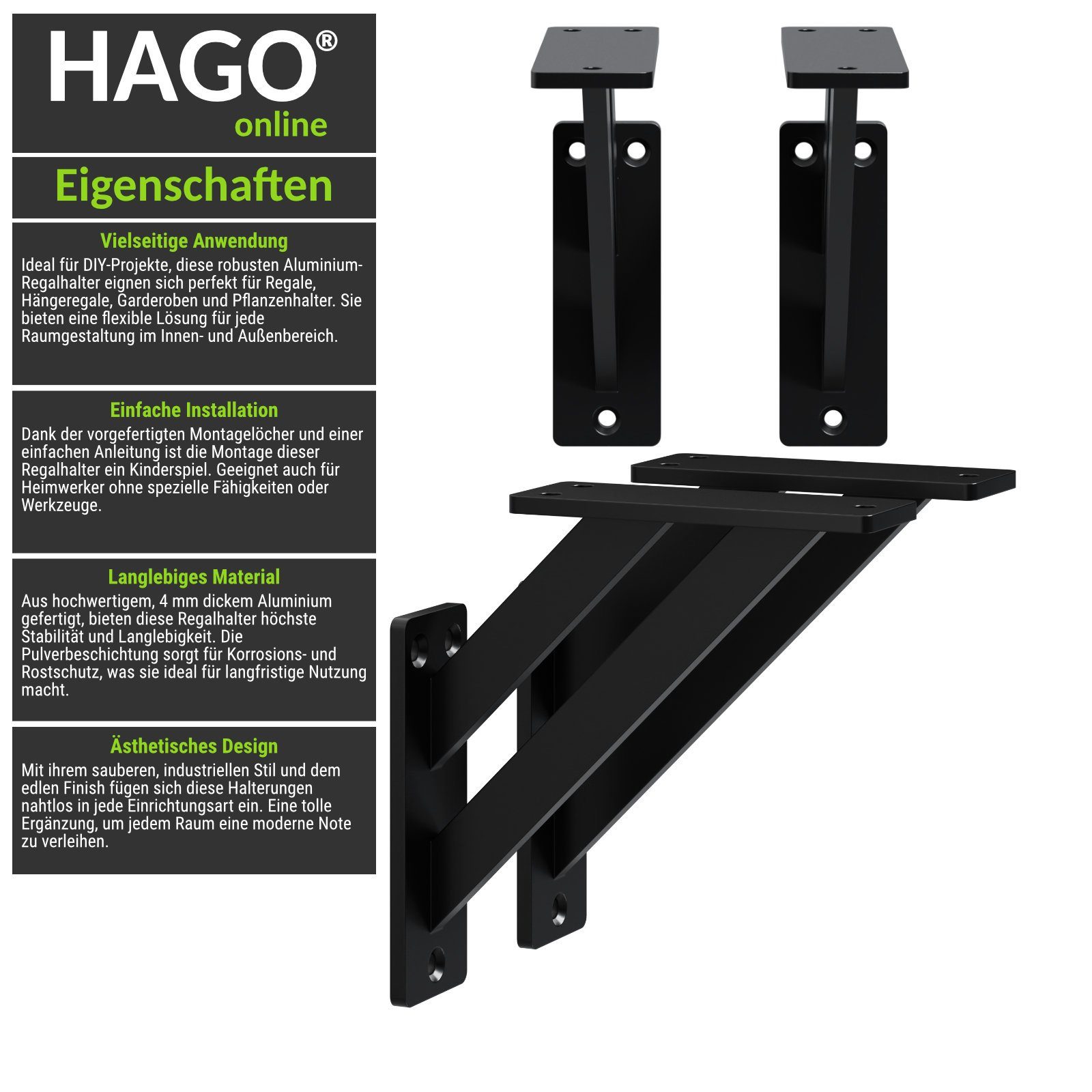 HAGO Wandregalhalter DIY 2er Set Wandregalhalter günstig online kaufen