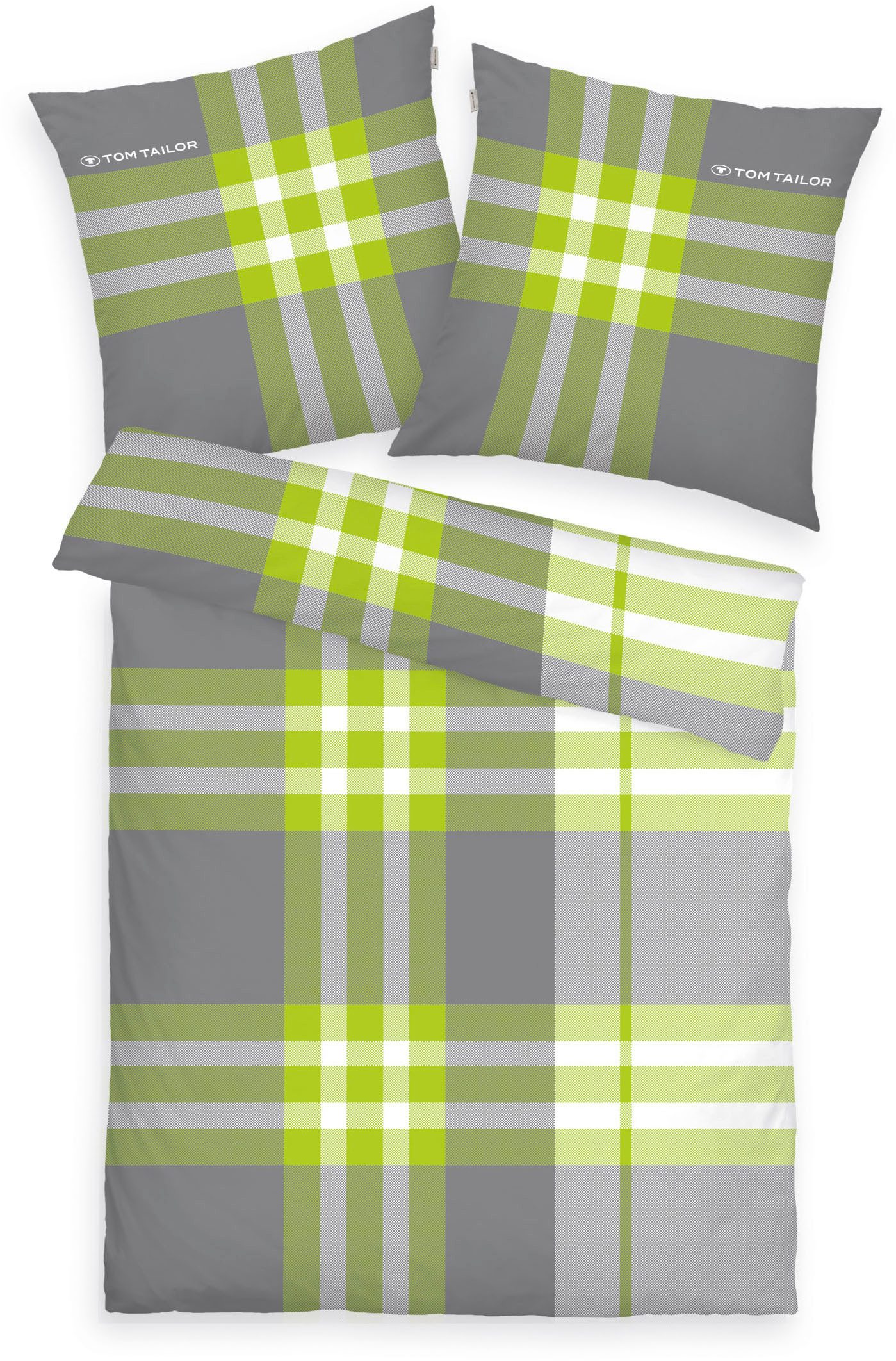 TOM TAILOR HOME Bettwäsche Nick in Gr. 135x200 oder 155x220 cm, Biber, 3 teilig, mit Gratiszugabe Gästehandtuch