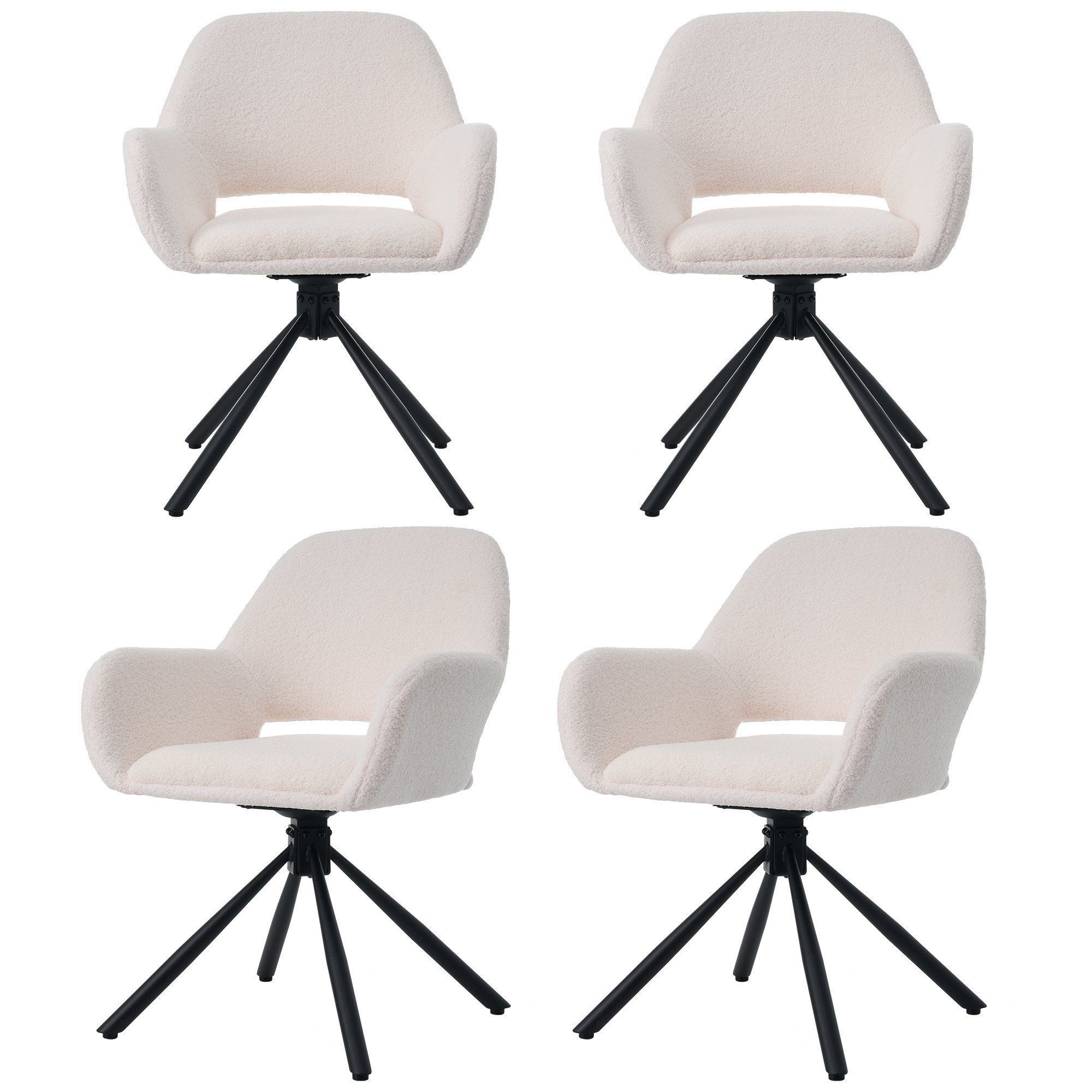 OKWISH Essgruppe Esszimmer-Set, (Mit Regal Mit Stauraum Sitzgruppe, 5-tlg., Tischplatte 110-130cm), Ausziehbar Esstisch mit 4 Stühlen Set Küchetisch Esszimmerstuhl