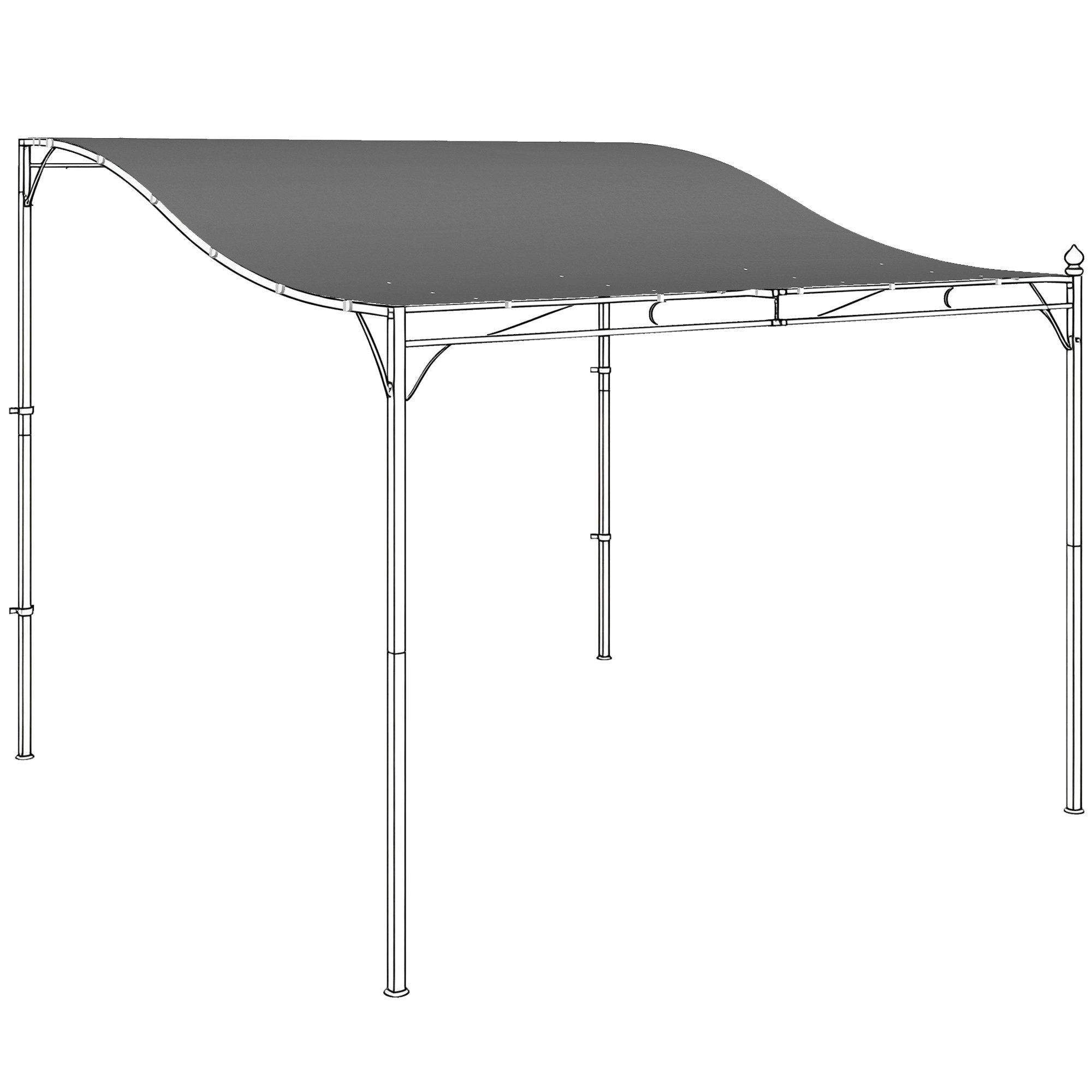 Outsunny Pavillon-Ersatzdach Ersatzdach, Sonnensegel, Ersatz-Dachplane, 298x293 cm, Dunkelgrau, 180 g/m², 298 x 293 cm (Ersatzdach für Pergola, Sonnensegel für Terrassenüberdachung), für 3 x 3 m Pavillon, Dunkelgrau