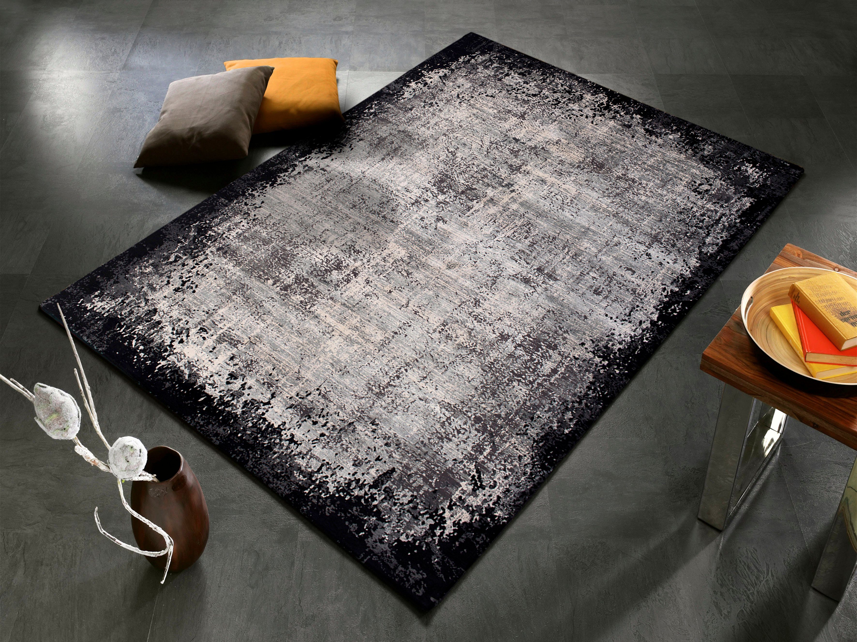 WK WOHNEN Teppich BORDER, rechteckig, Höhe: 8 mm, hochwertiger Viskoseanteil, samtweiche Oberfläche mit 3 D Effekt