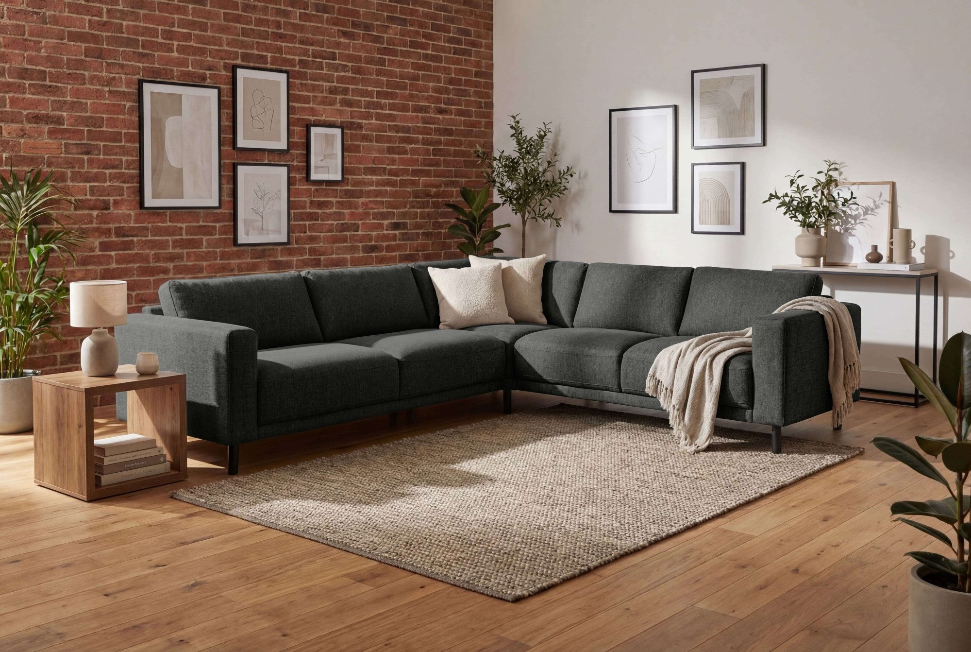 OTTO home Ecksofa Sveeva, L-Form, B.288 cm, schwarze Metallfüße, langlebiger Webstoff, mit Wellenunterfederung, viele Farben