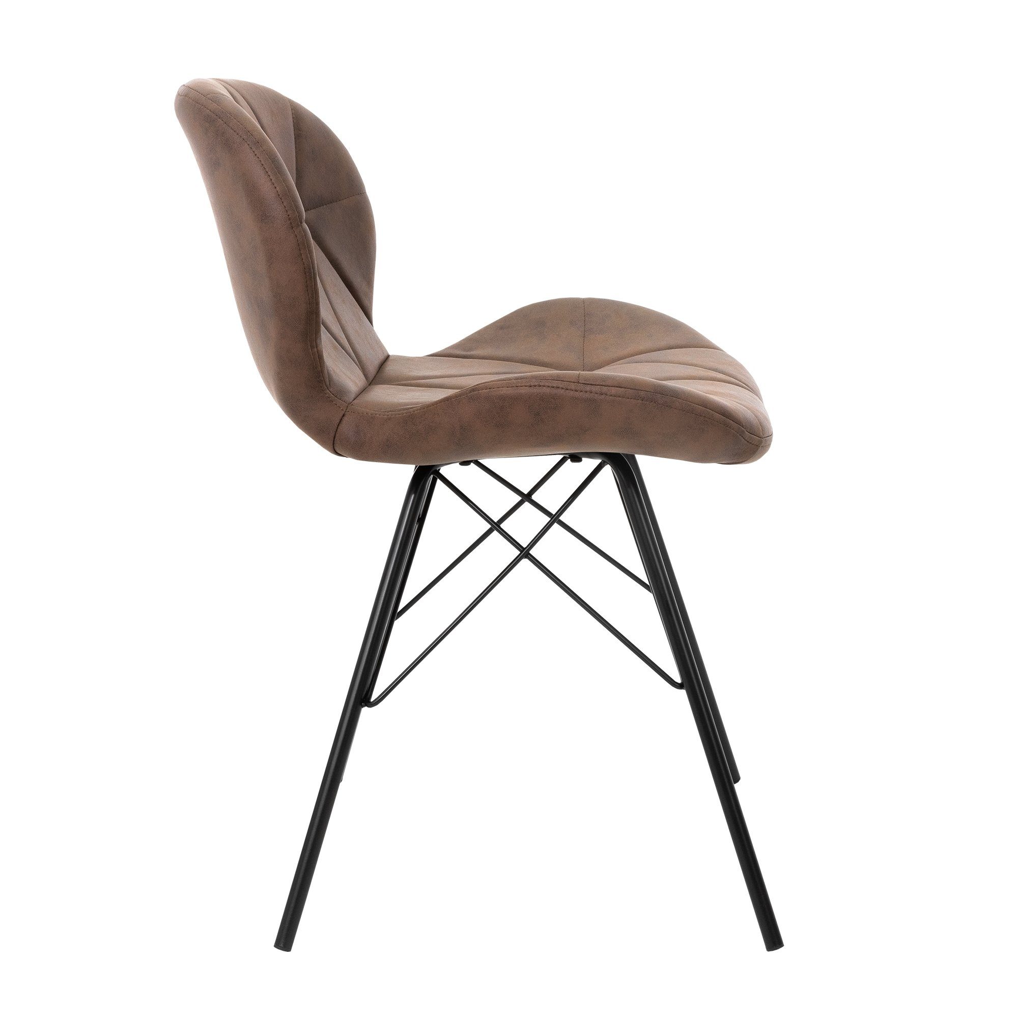 Esszimmerstühle Stuhl ML-DESIGN Braun Küchenstuhl 2er Polsterstuhl Wohnzimmerstuhl Ergonomisch Metallbeine Set (2er Set), Kunstlederbezug