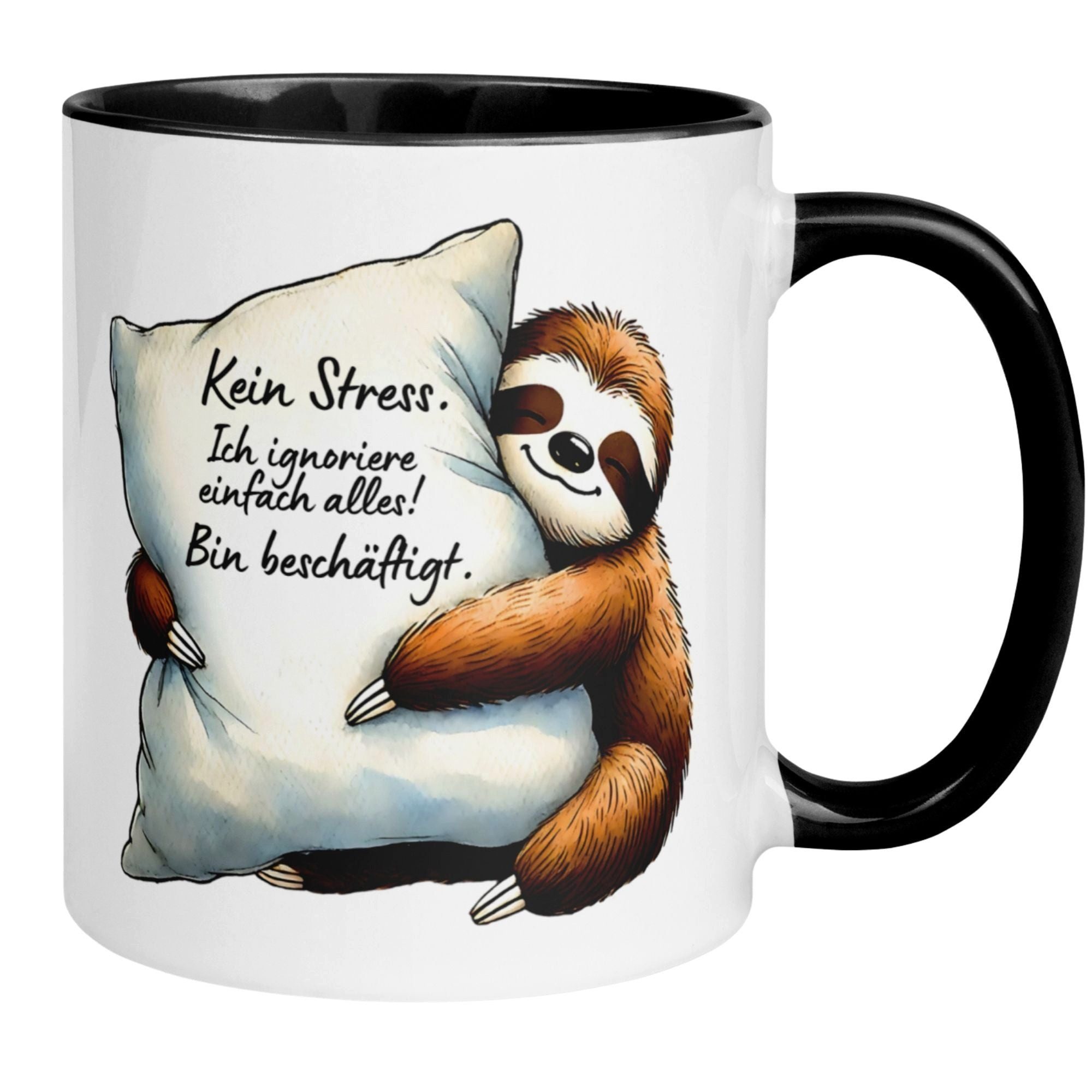Momentals Tasse Faultier – Ich ignorier einfach alles – lustiges Anti Stress Geschenk, Gratis Versand · Links-&Rechtshänder · Spülmaschinenfest