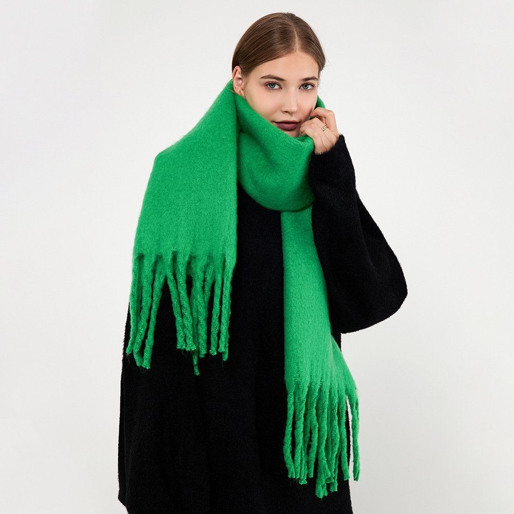 Invanter Schal Grasgrüner weicher klebriger dicker Zhuma Haimao Schal für Frauen, Einschließlich einer Geschenktüte