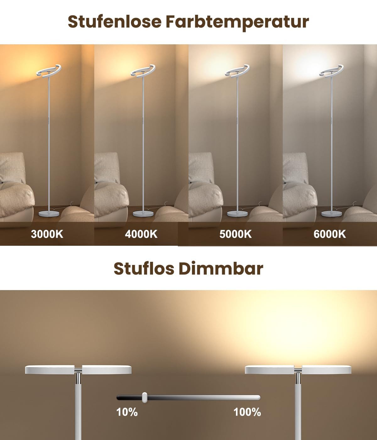 ANTEN Stehlampe LED Dimmbar 20W Stehleuchte günstig online kaufen