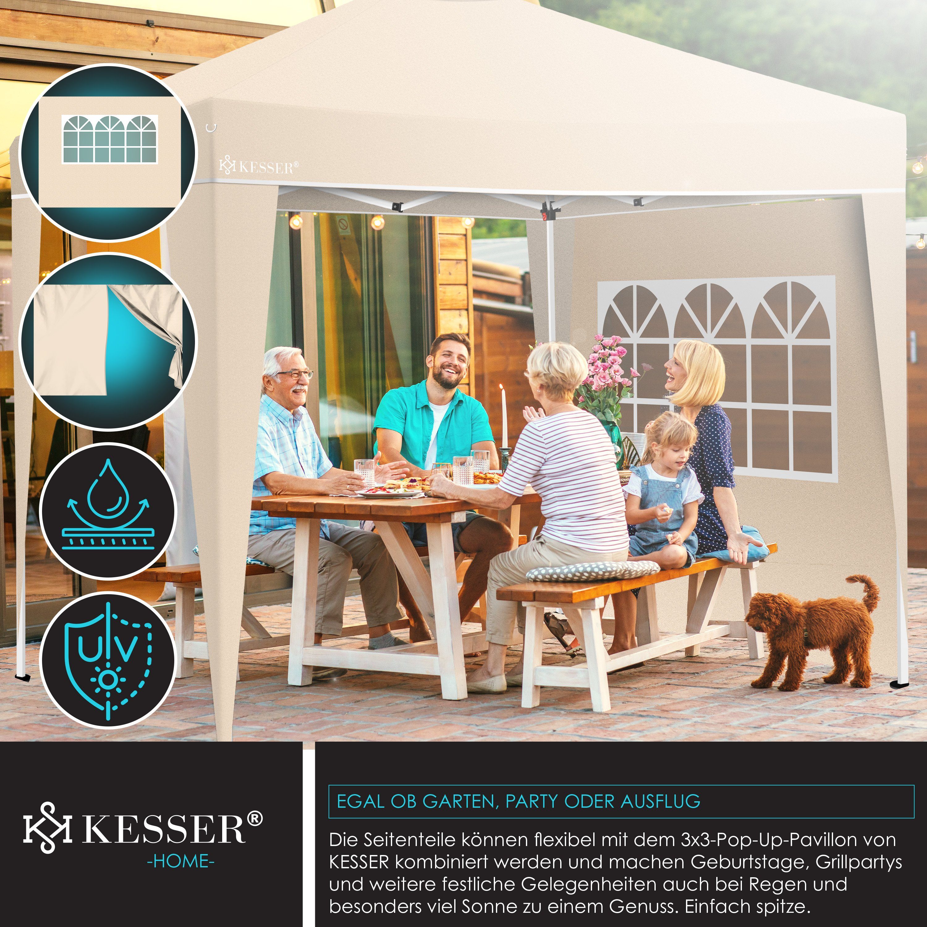 Seitenwand Für 8x8 Pop-Up Zelt – Silberbeschichtet, UV-Schutz 50+, Wasserdicht