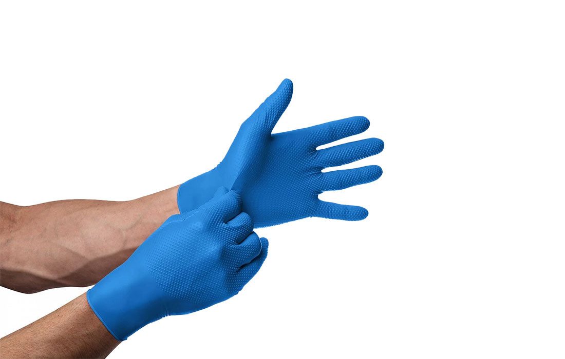 Mercator Einweghandschuhe GoGrip-Pro Nitril Handschuhe mit Diamanttextur in blau