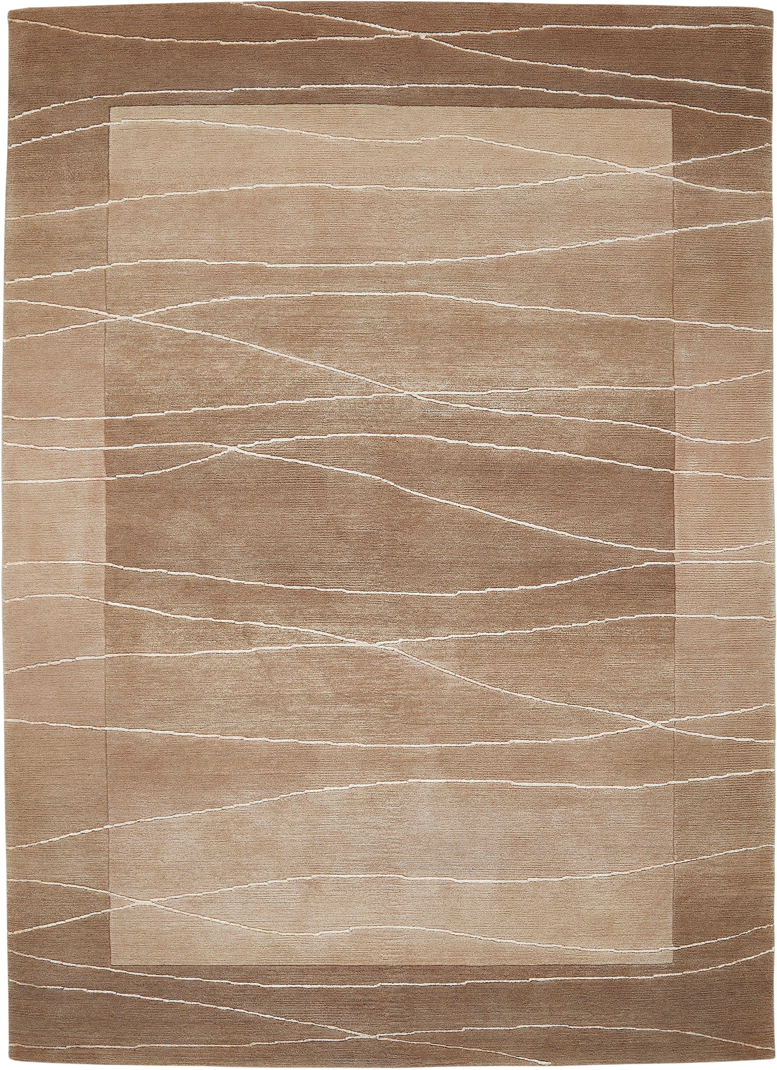 LUXOR living Wollteppich Lineo, rechteckig, Höhe: 14 mm, Nepalteppich, reine Wolle, handgeknüpft, mit Bordüre