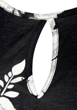 LASCANA 3/4-Arm-Shirt mit Trompetenärmeln und Cut-Outs, Blumenprint, Blusenshirt