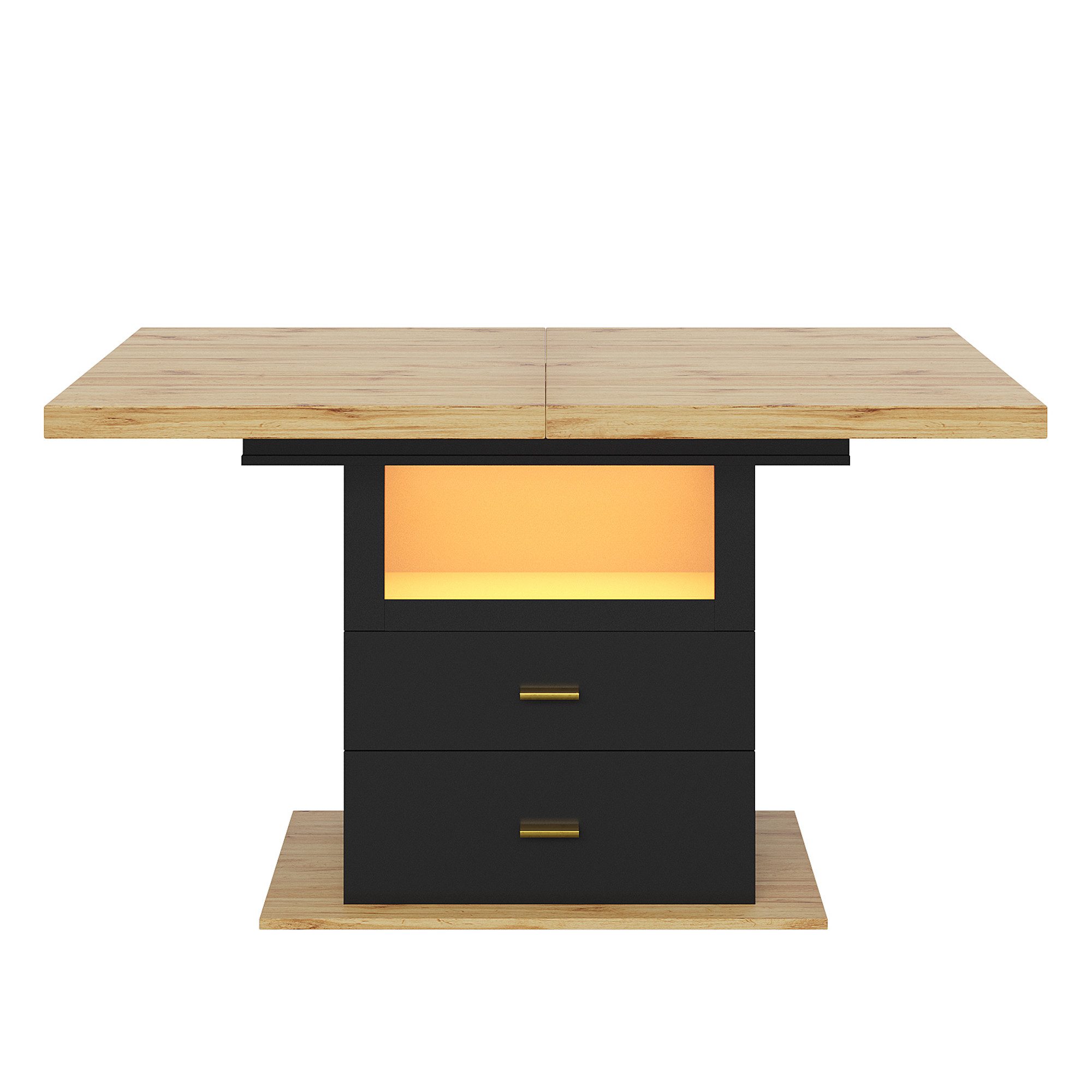 Flieks Esstisch ausziehbar Küchentisch mit LED-Beleuchtung (erweiterbare Tischplatte in Holzoptik, Länge110-140x80x75 cm, 1-St., 1 Tisch), rechteckig Arbeitstis – Bild 5 von 5