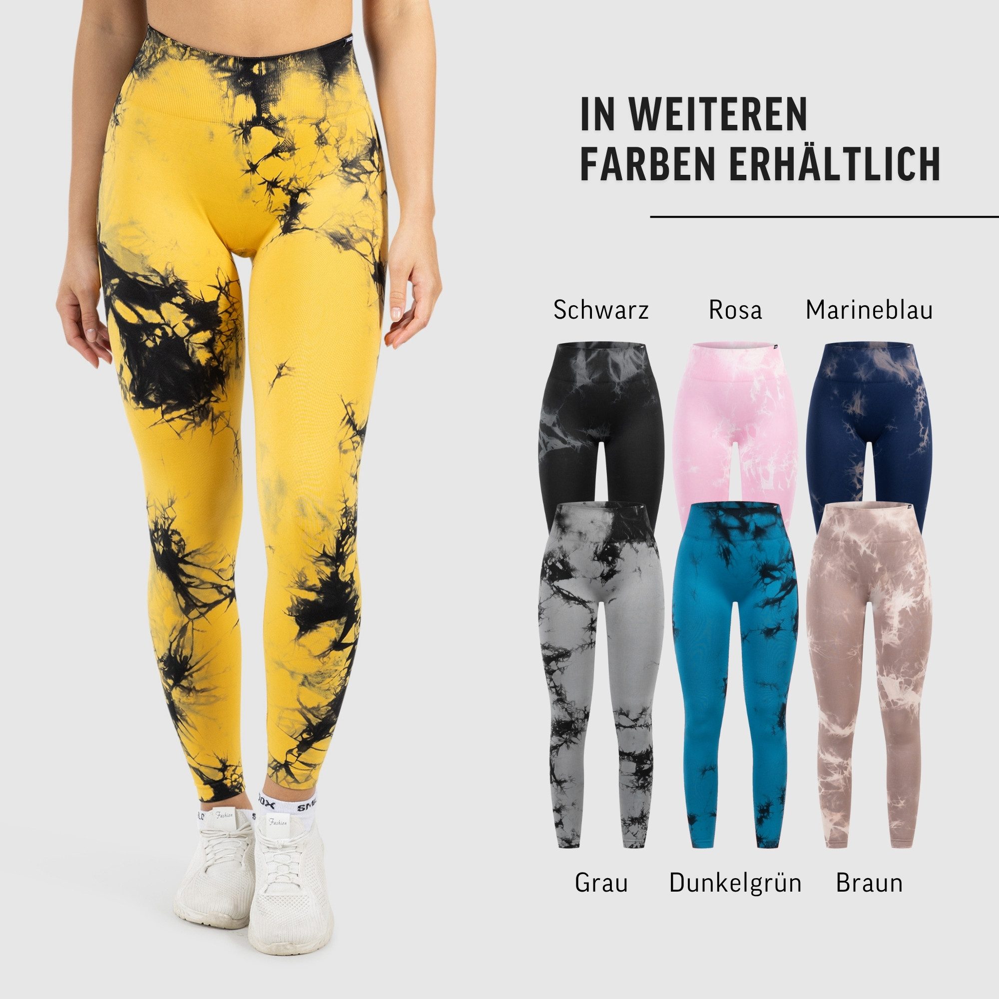 Leggings Becci, Seamless High Waist Scrunch Sporthose, Batik-Effekt & Muster