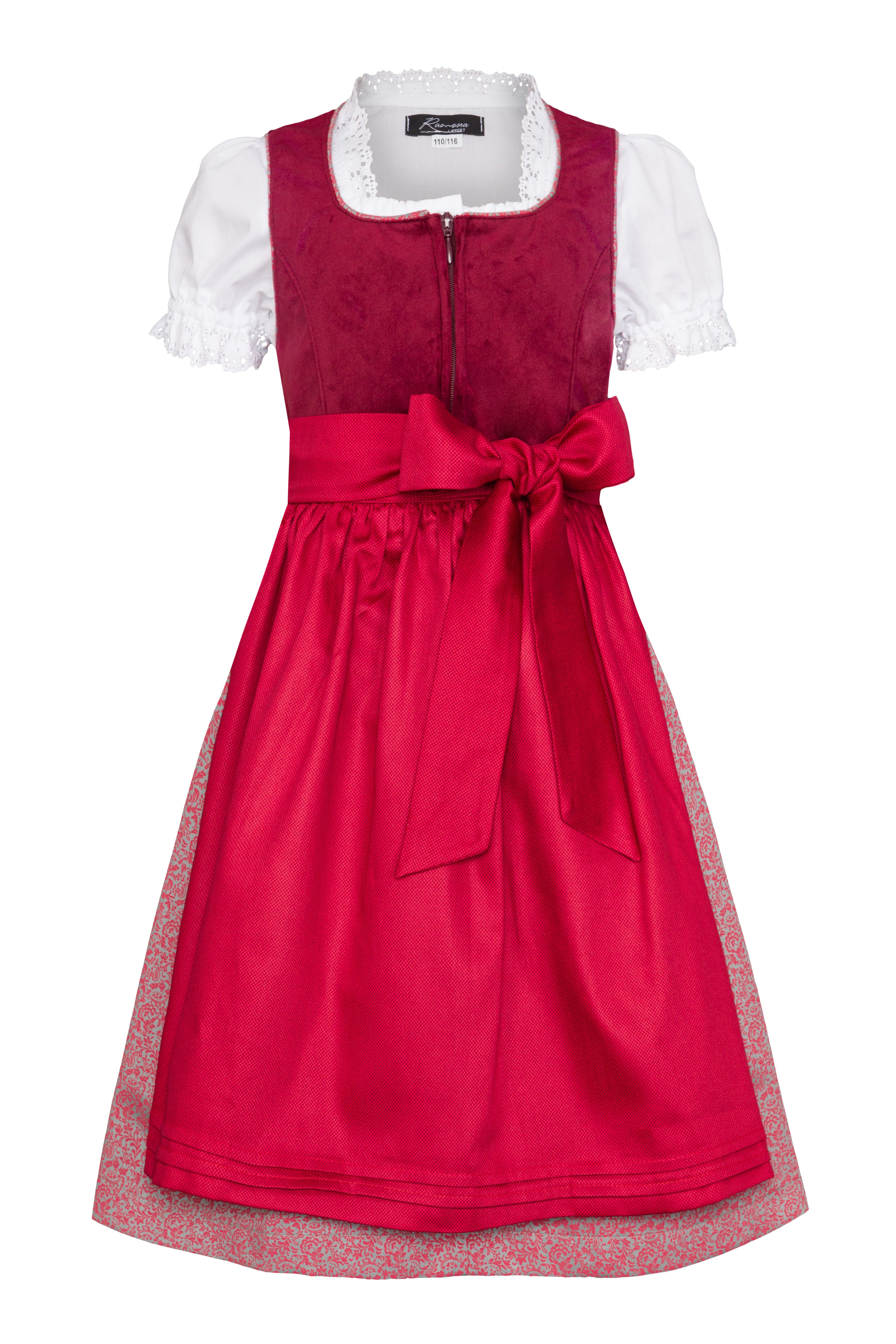 Ramona Lippert Дирндль Kinderdirndl Zoe – Festliches Samt-Dirndl rot für Mädchen