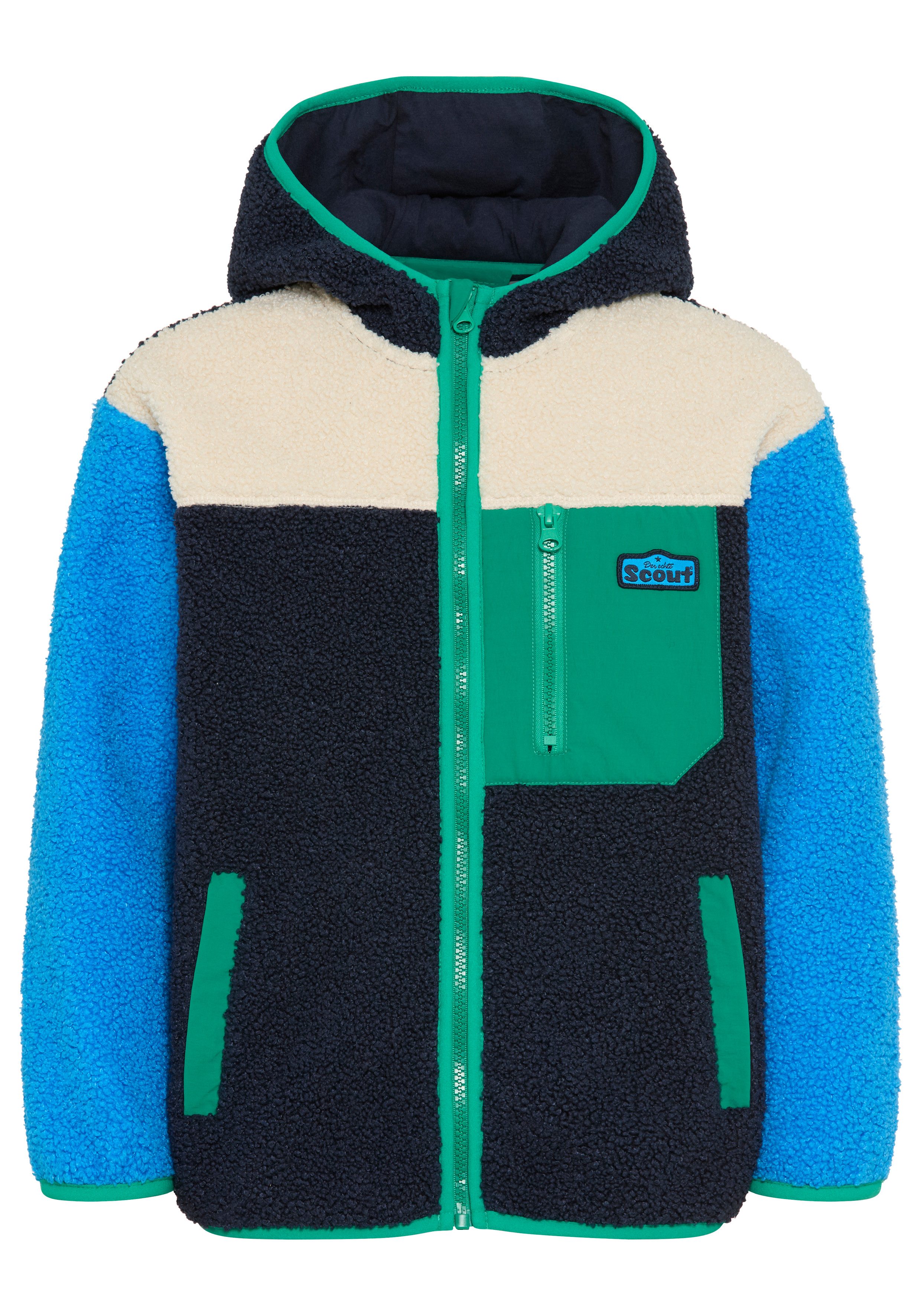 Scout Fleecejacke Tedey-Fleecejacke Colorblocking - NEU von SCOUT Teddyplüschjacke mit Kapuze und Stehkragen, hüftlanger Schnitt – Bild 5 von 5