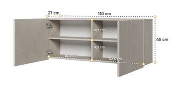 Feldmann-Wohnen Klapphängeschrank Teen Flex (Teen Flex, 1-St., Hängeschrank) 110x27x45cm betonfarben 2-türig