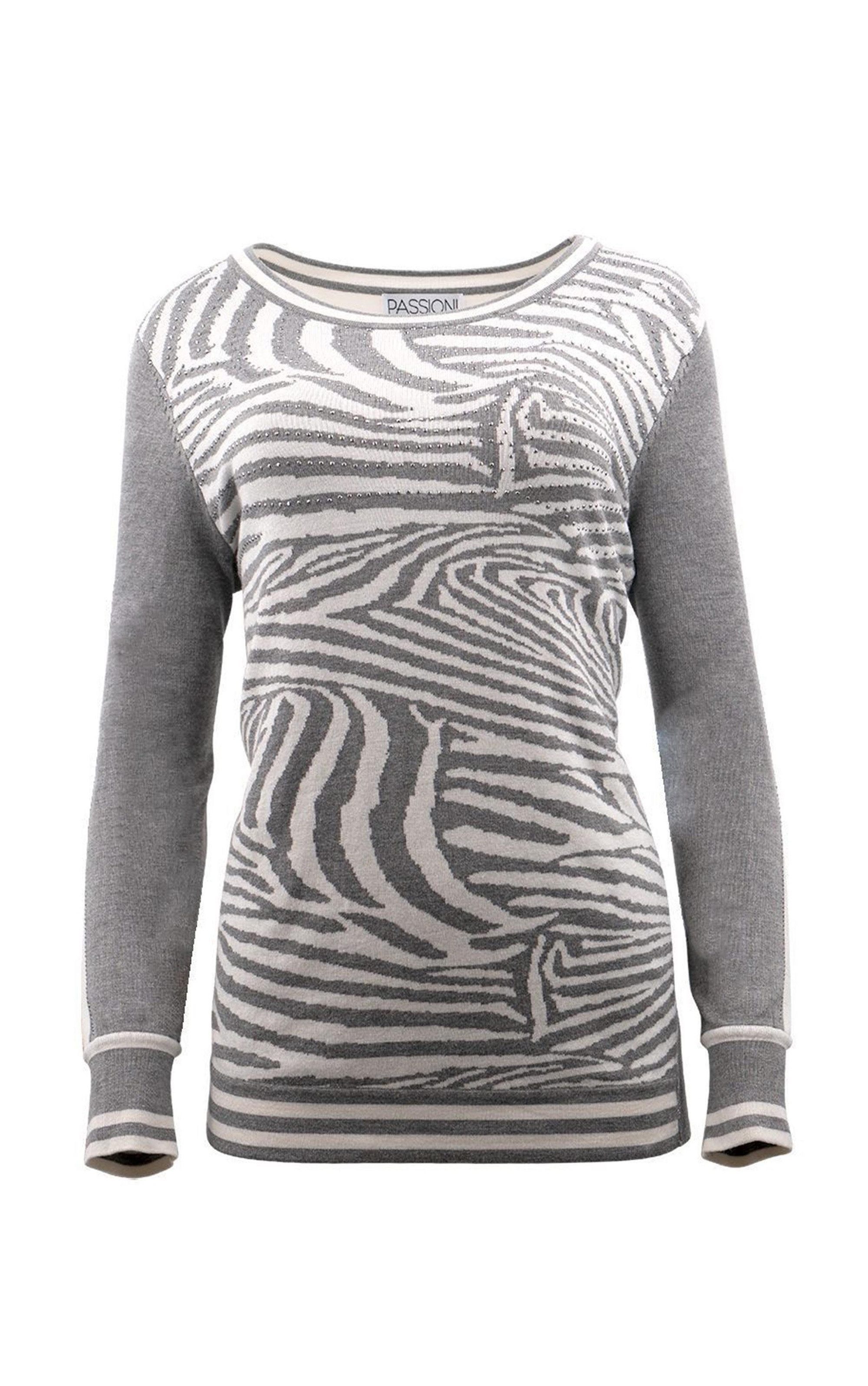 Passioni Strickpullover im Jacquard-Zebraprint günstig online kaufen