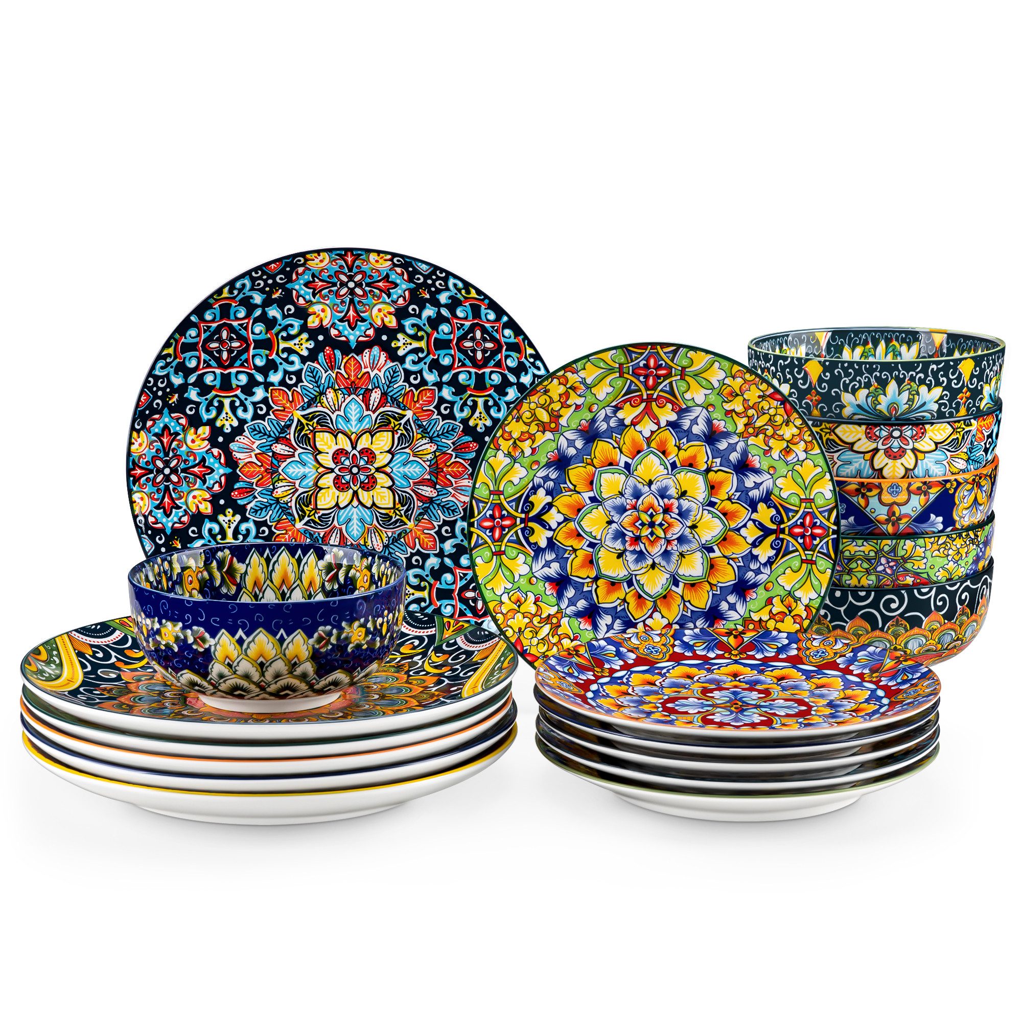 vancasso Geschirr-Set Tafelservice für 4/6 Personen, Porzellan, BOHO-Stil (18-tlg), 6 Personen, Porzellan