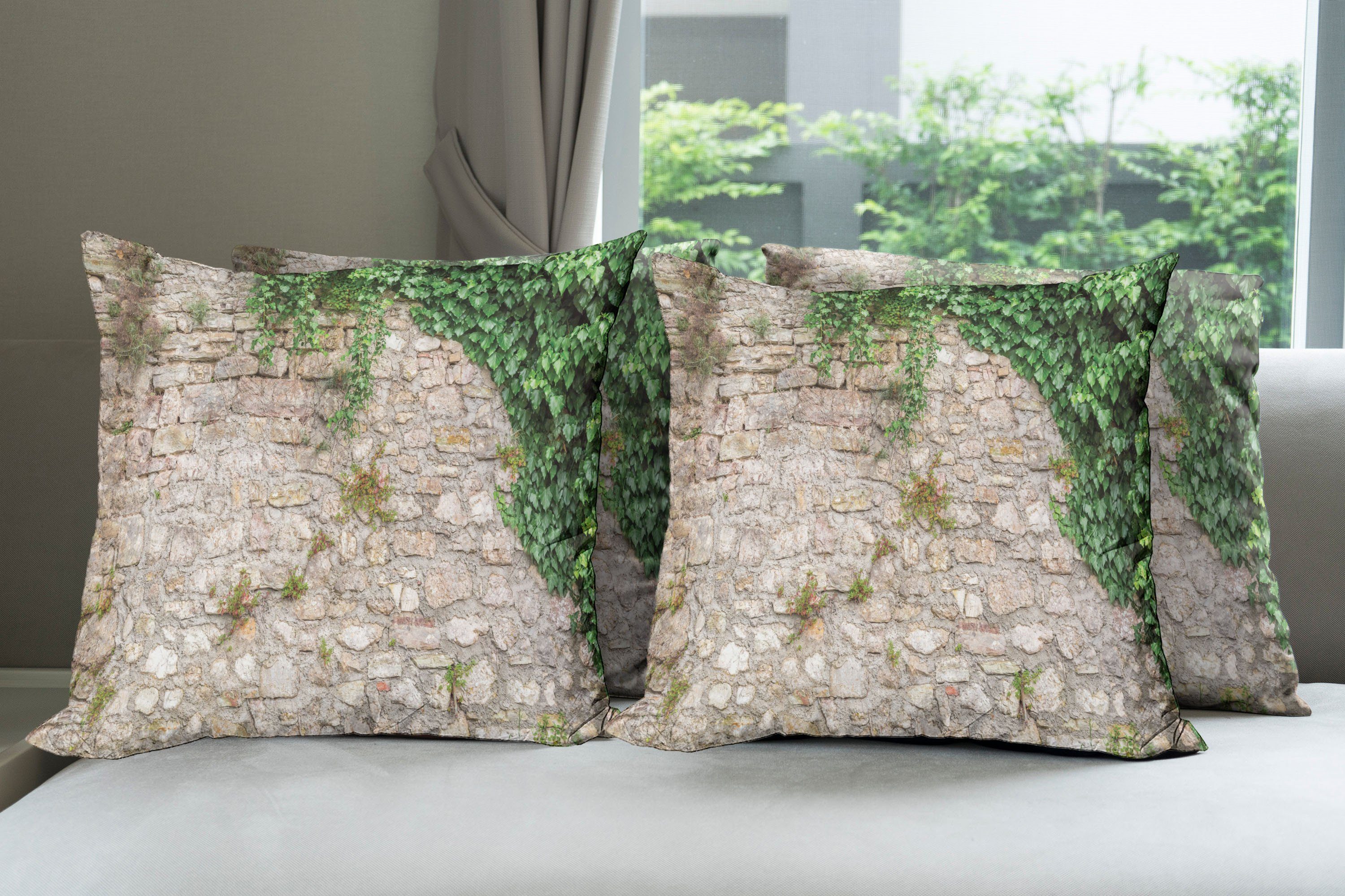 Modern Kissenbezüge Ziegelwand (4 Doppelseitiger Stück), Abakuhaus Old Accent von Im Grün Alter Ivy Digitaldruck, Wall