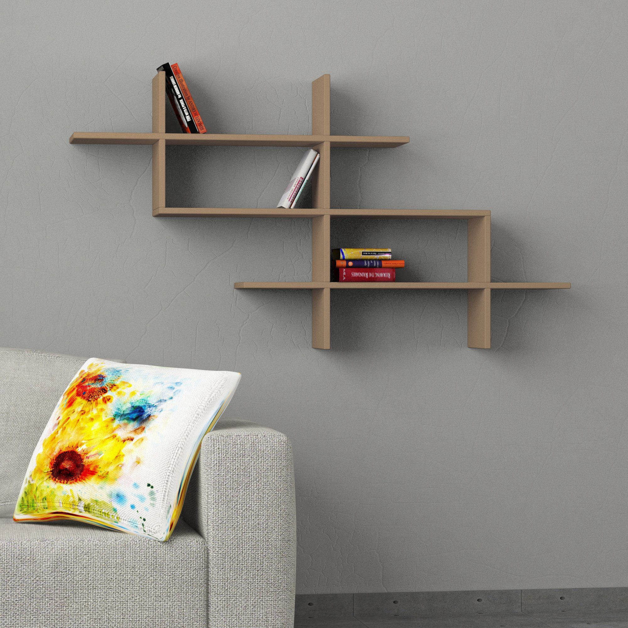 Decortie Wandregal Halic, Wandregal Modern Bücherregal Display Unit, 150 x 22 x 82 cm