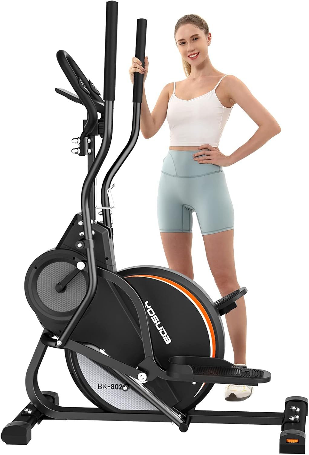 YOSUDA Crosstrainer für zuhause, 3-in-1 (Ellipsentrainer+Stepper+Stairmaster) (1-tlg., 16 Widerstandsstufen, 8kg Schwungrad, Ultraleiser Magnetwiderstand), 45° Neigung, Pulssensor, LCD Monitor