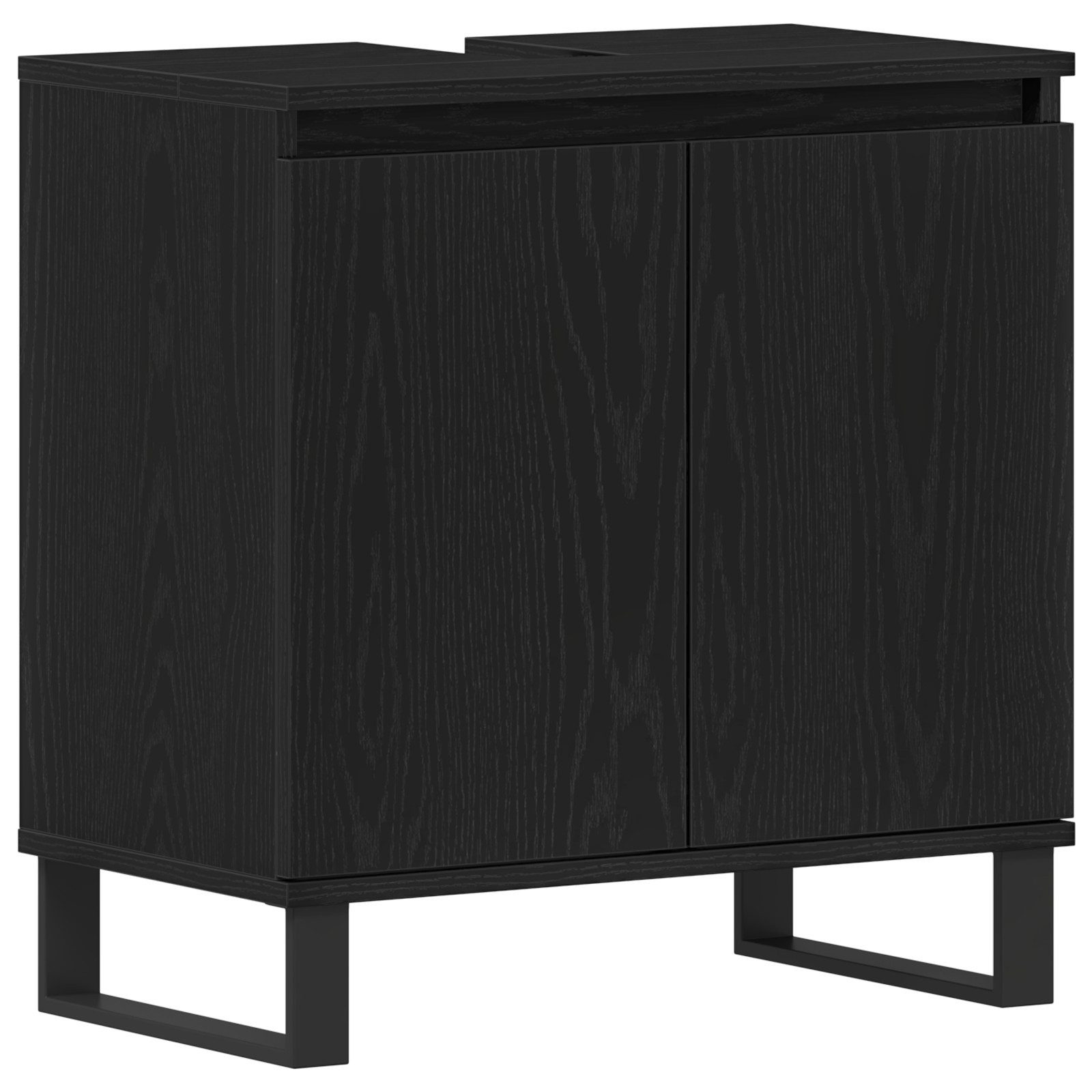 vidaXL Badezimmer-Set Waschbeckenunterschrank Schwarz Eiche 58x33x60 günstig online kaufen