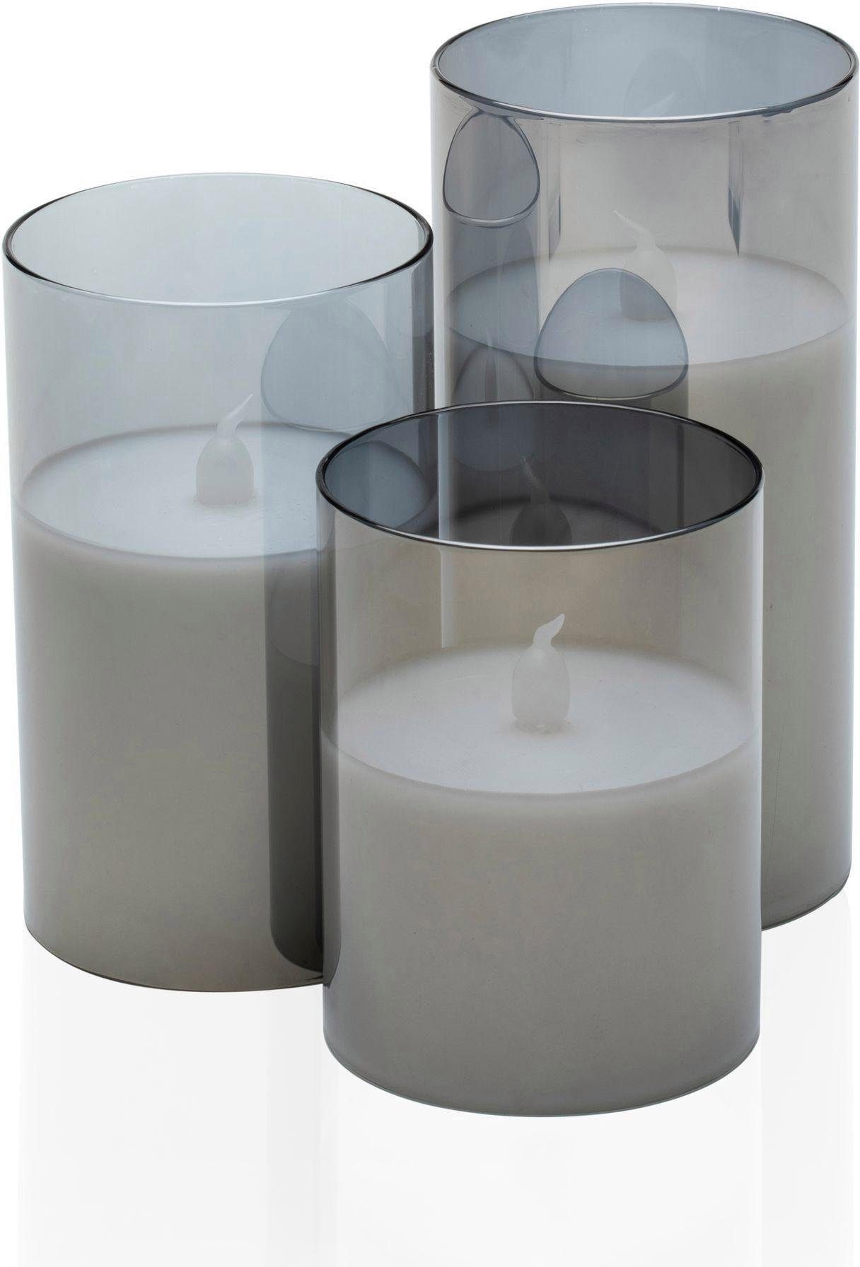 Pauleen LED-Kerze 3-tlg), Candle Smokey Wachskerze Classy (Set