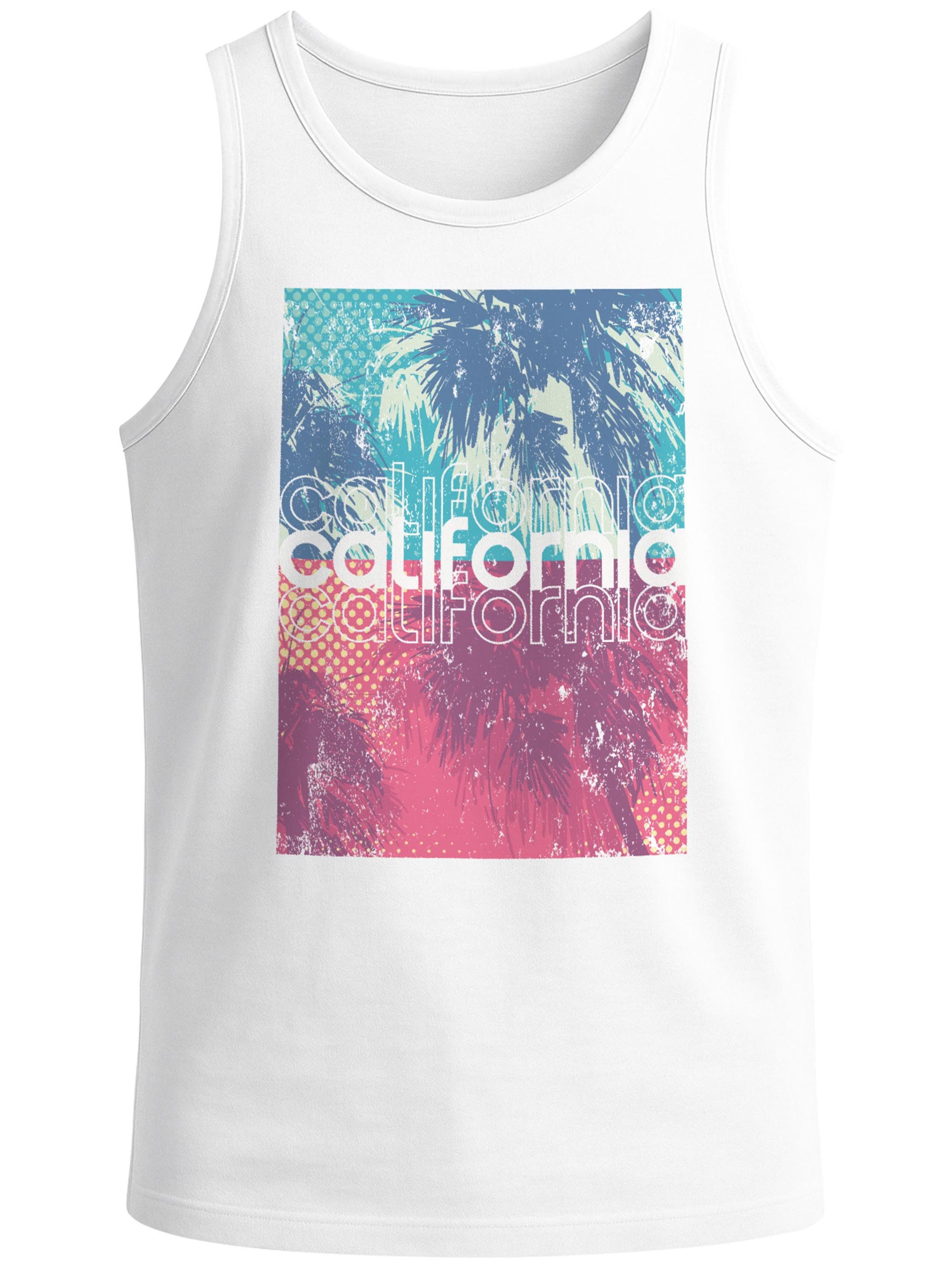 Neverless Tanktop Herren Tank-Top California Palmen Sommer Foto Print Aufdruck mit Print