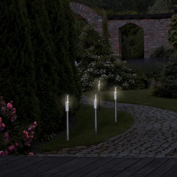 IC Gardenworld LED Solarleuchte Solarlampen für außen, 4 Stück Wegeleuchte, ca. 70 cm hoch, LED fest integriert, warm-weiß, ideale Gartenleuchte für Garten, Terrasse, Rasen, Hofwege
