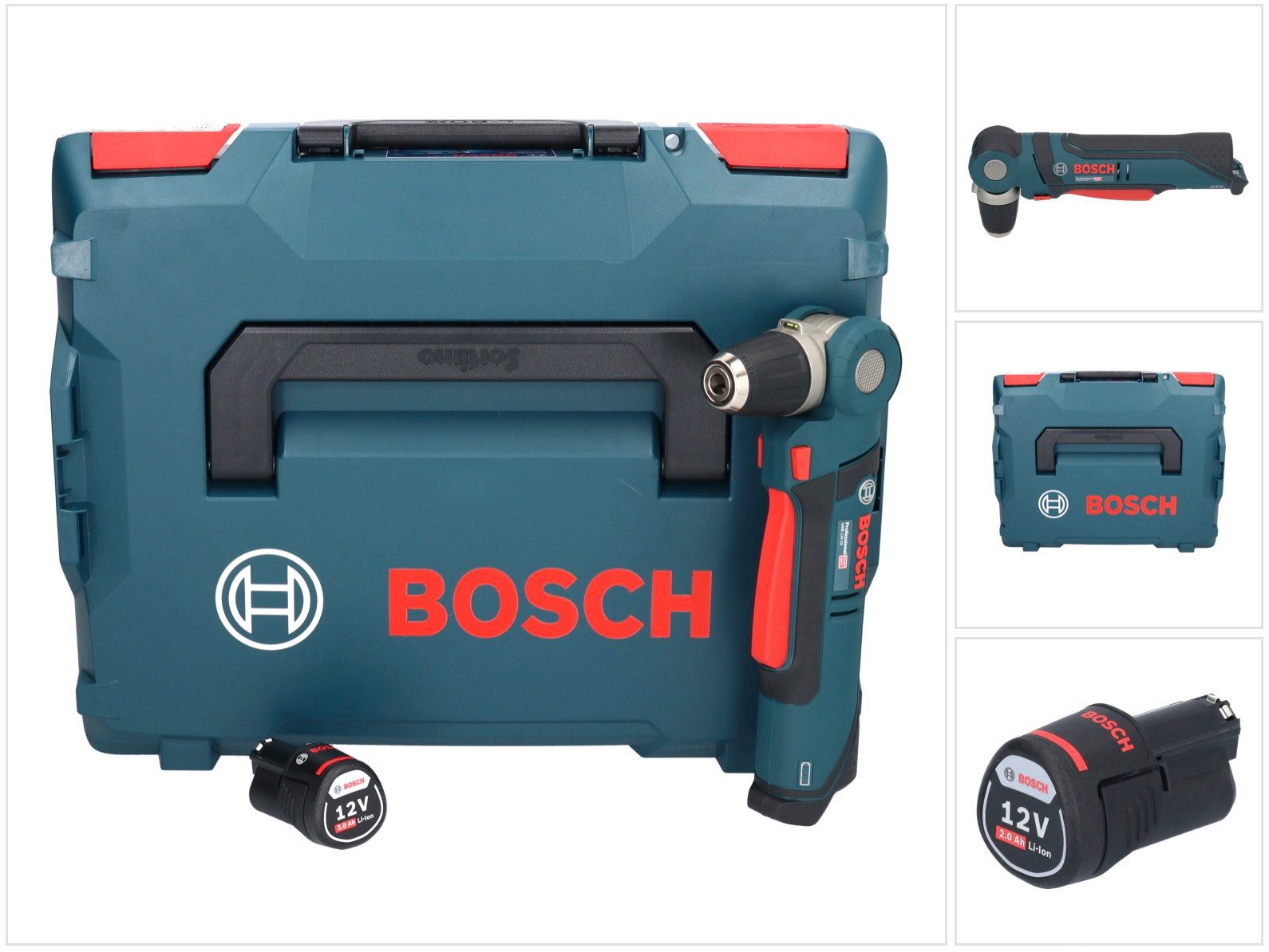Bosch Professional Akku-Winkelbohrmaschine GWB 12V-10 12 V + 1x Akku 2,0 Ah + L-Boxx - ohne Ladegerät