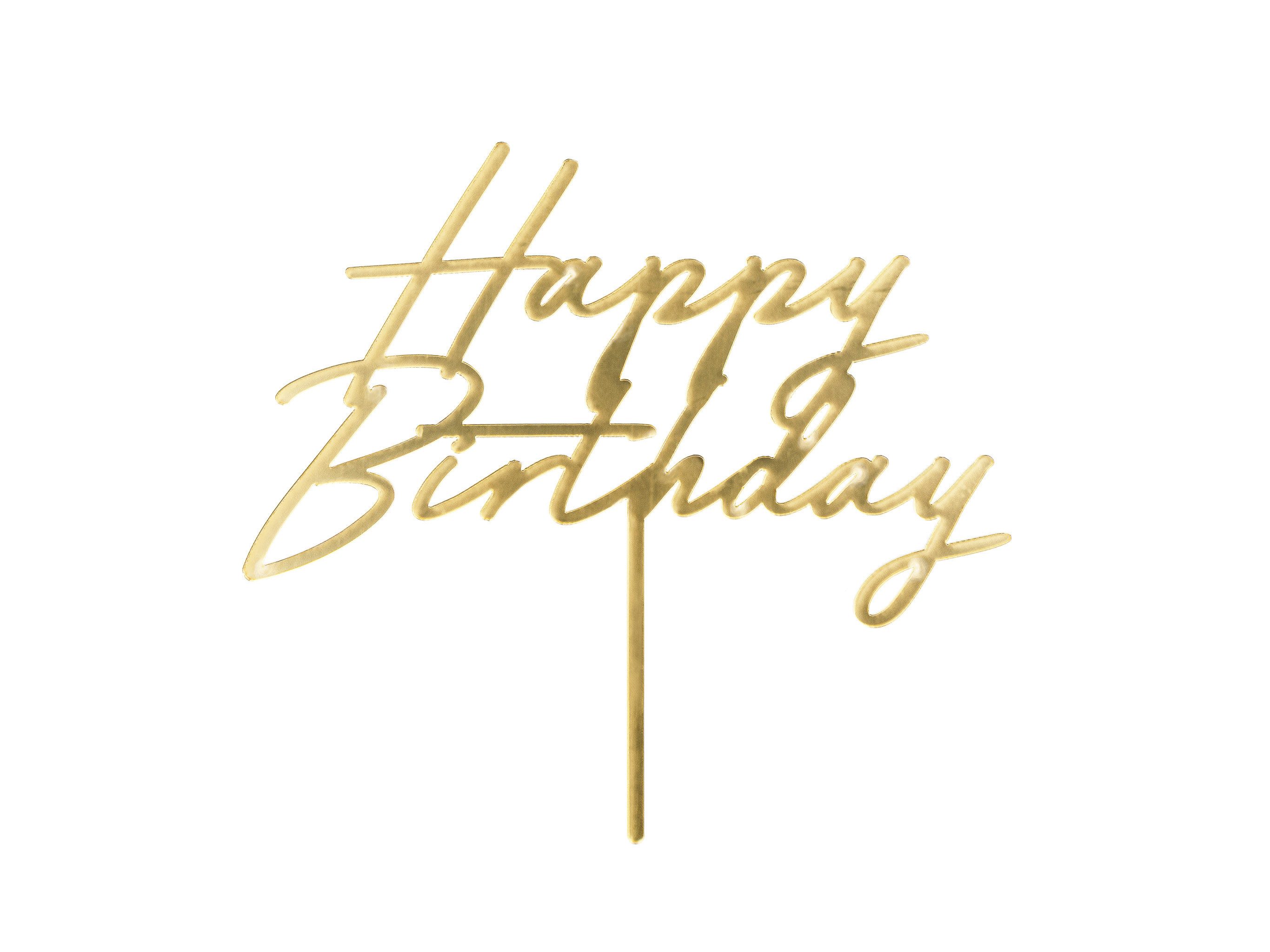 partydeco Tortenstecker, Cake Topper Happy Birthday 18x16,5cm Gold