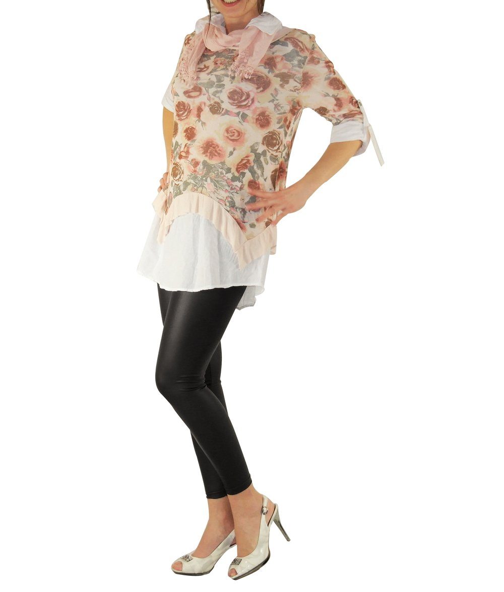 YESET Blusenponcho Hemd Shirt Tunika Poncho Bluse Tank TOP 3 Teile SET T-Shirt Gr XS-S-M