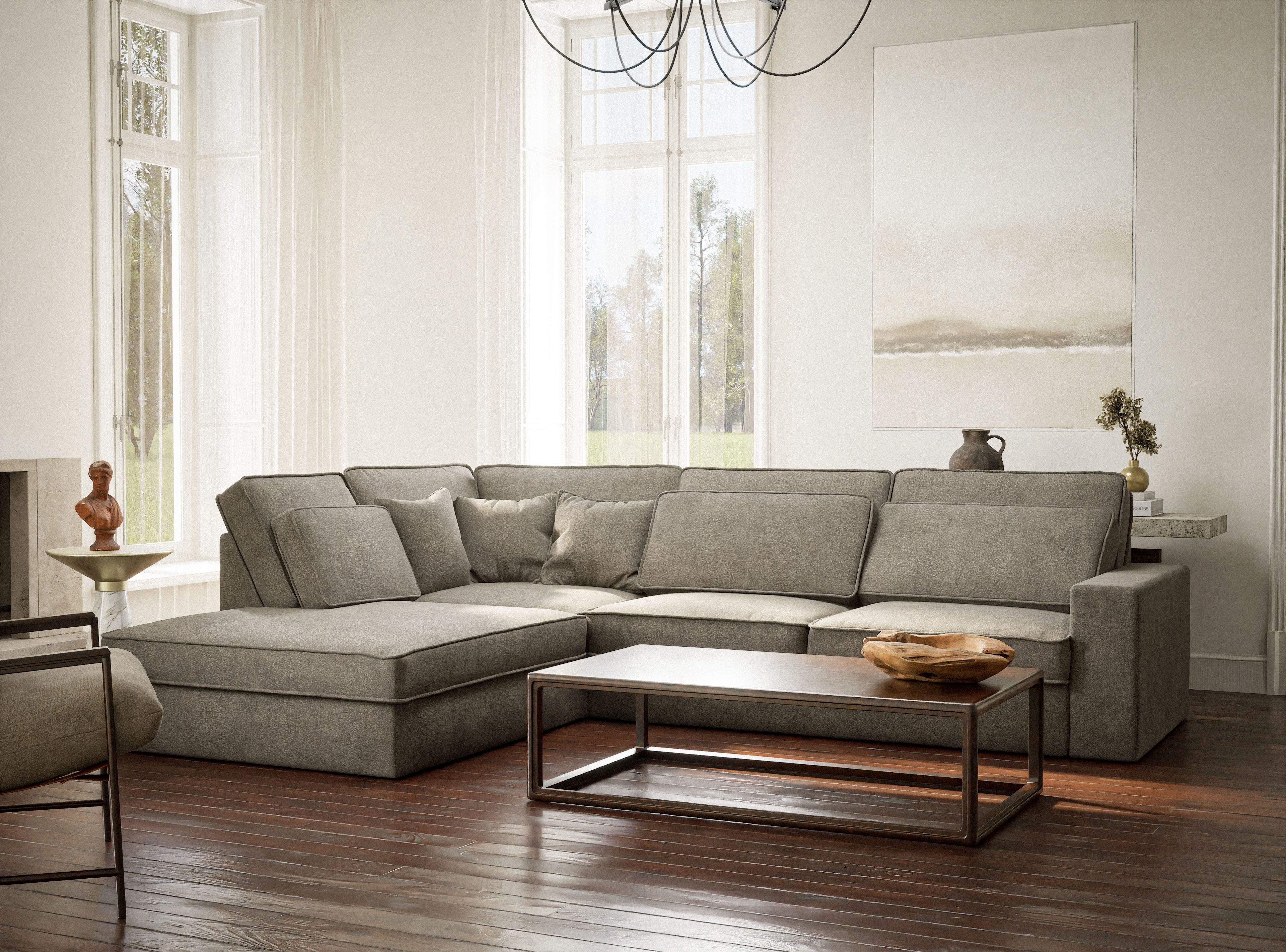 Maison de Rêve Ecksofa Kirou, L-Form Sofa, bequemes Ecksofa mit viele Rückenkissen, Eckcouch