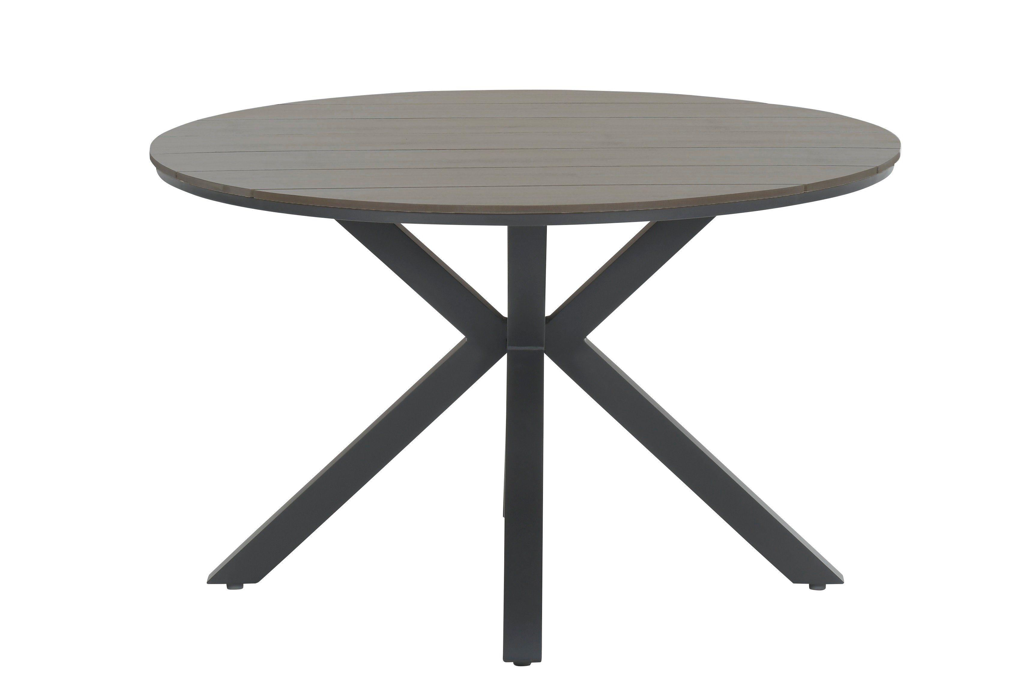 Garden Impressions Gartentisch rund 122 cm Edison dunkel Esstisch Terrassentisch Balkontisch, höhenverstellbare Füße / absolut wetterfest und pflegeleicht