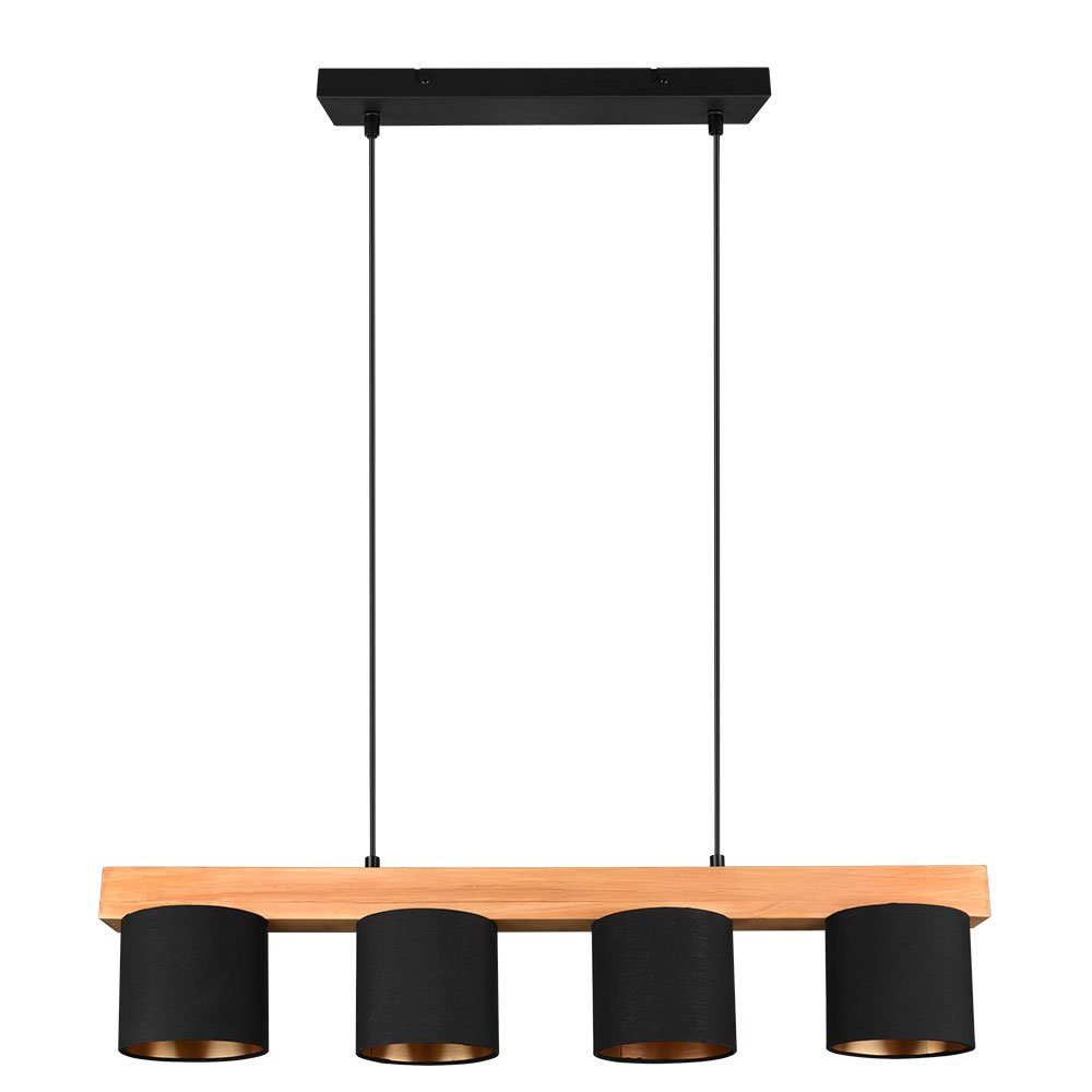 Reality Leuchten Pendelleuchte, Leuchtmittel nicht inklusive, Pendelleuchte Esstischlampe 4 Flammig Holz Höhe anpassbar H 150 cm