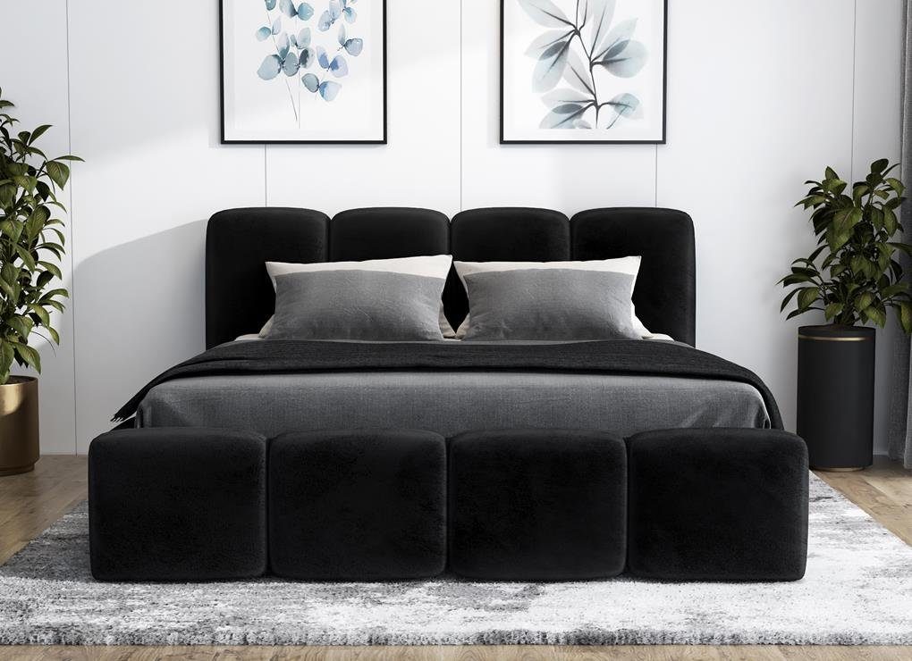 A&J MöbelLand GmbH Polsterbett DONA-OM mit Lattenrost und Bettkasten. (Bett mit Kopfteil. Lattenrost und Bettkasten Inclusive! Viele Varianten zur Auswahl – wählen Sie Größe und Farbe!, TOP ANGEBOT), Länge: 220 cm Höhe Kopfteil: 100 cm