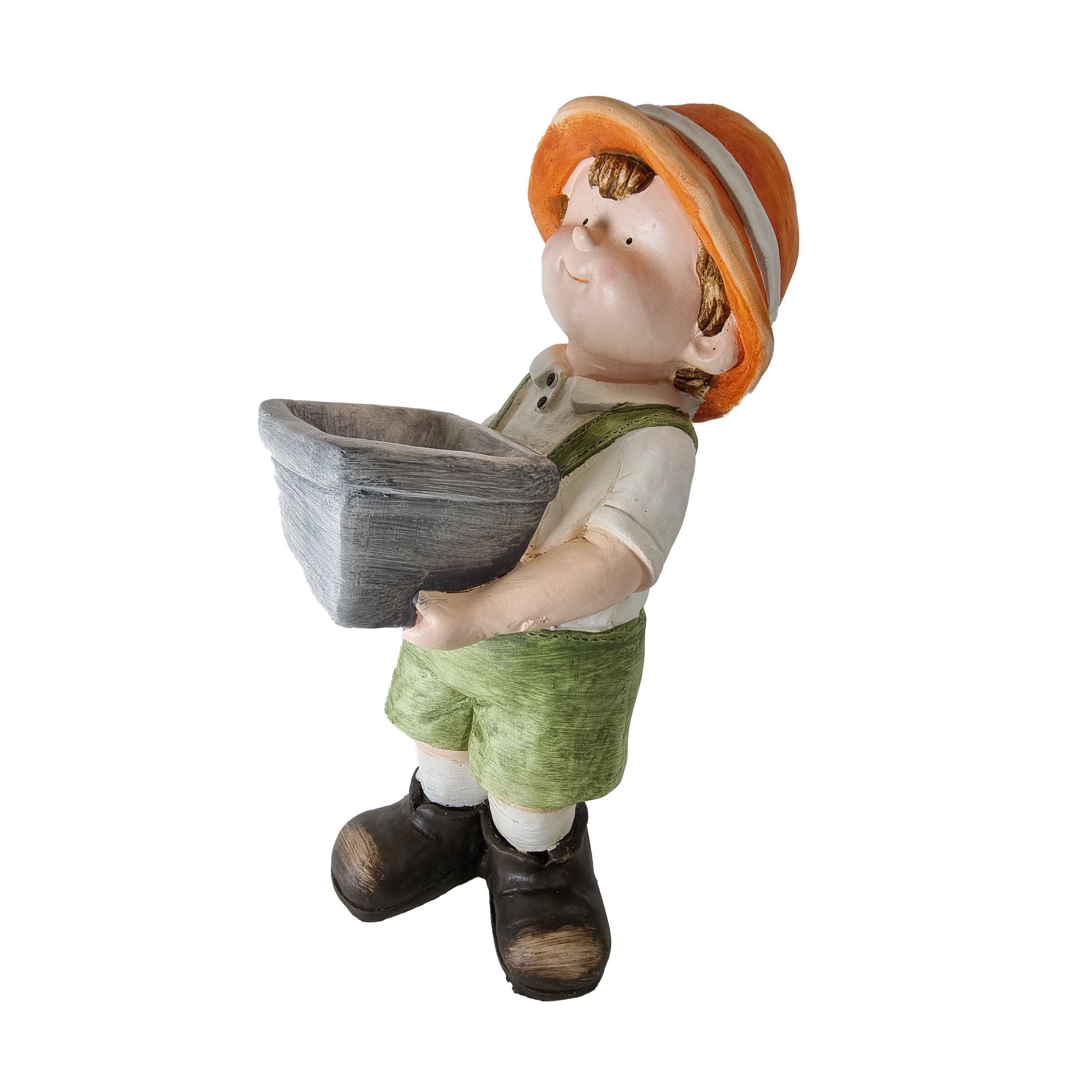 B&S Gartenfigur Gartenfigur aus Magnesia Junge mit kiste H 47 cm | Figuren