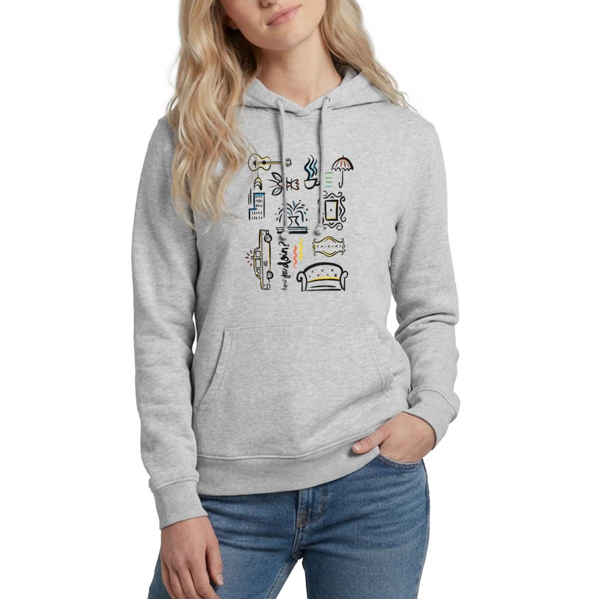 Spreadshirt Hoodie Friends Icons Übersicht Damen Hoodie (1-tlg)