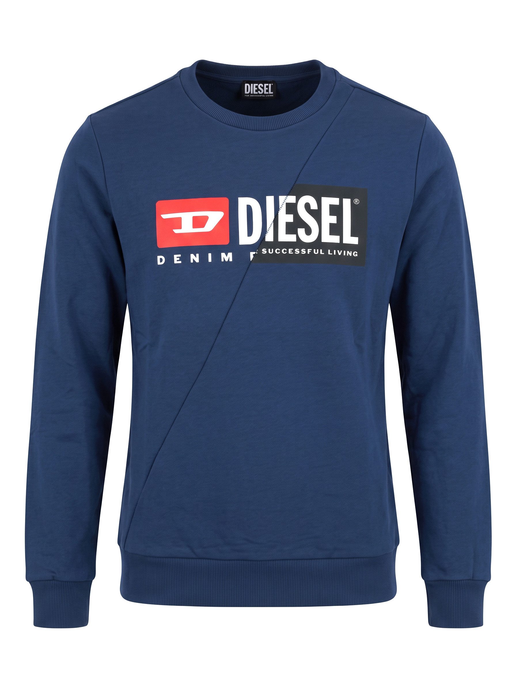 Diesel Sweatshirt Regular Fit Pullover - S-GIRK-CUTY Supersoft, Split Design Logo