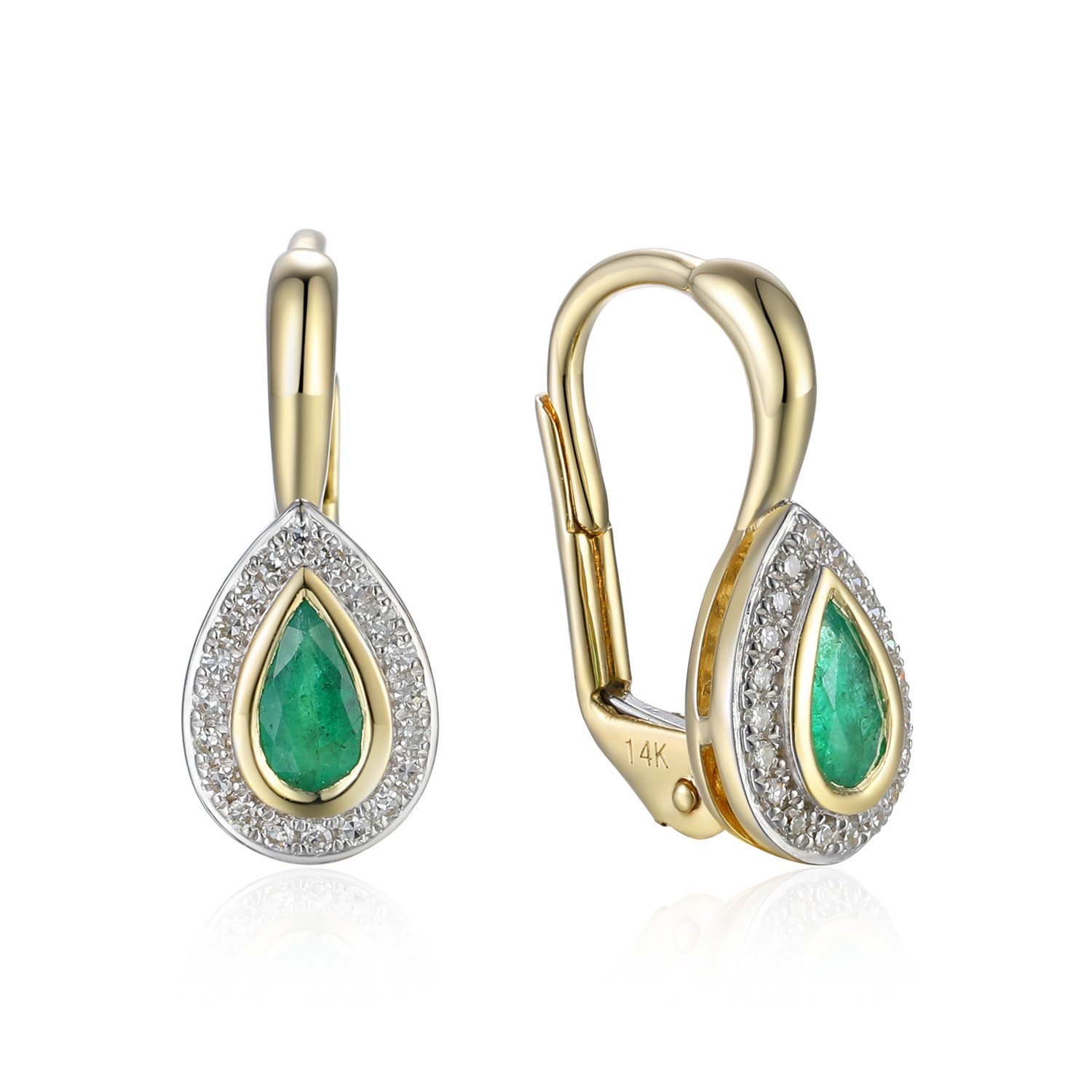 Stella-Jewellery Paar Ohrhänger 585er Gelbgold Ohrhänger Smaragden und Diamanten (inkl. Etui)